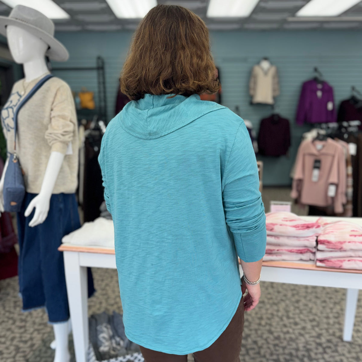 Peruvian Cotton High-Low Cowl Top