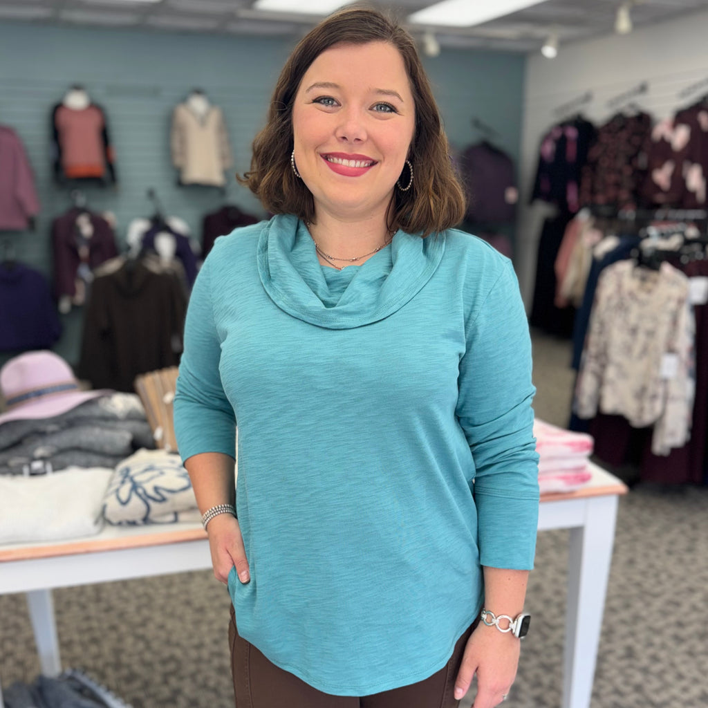 Peruvian Cotton High-Low Cowl Top