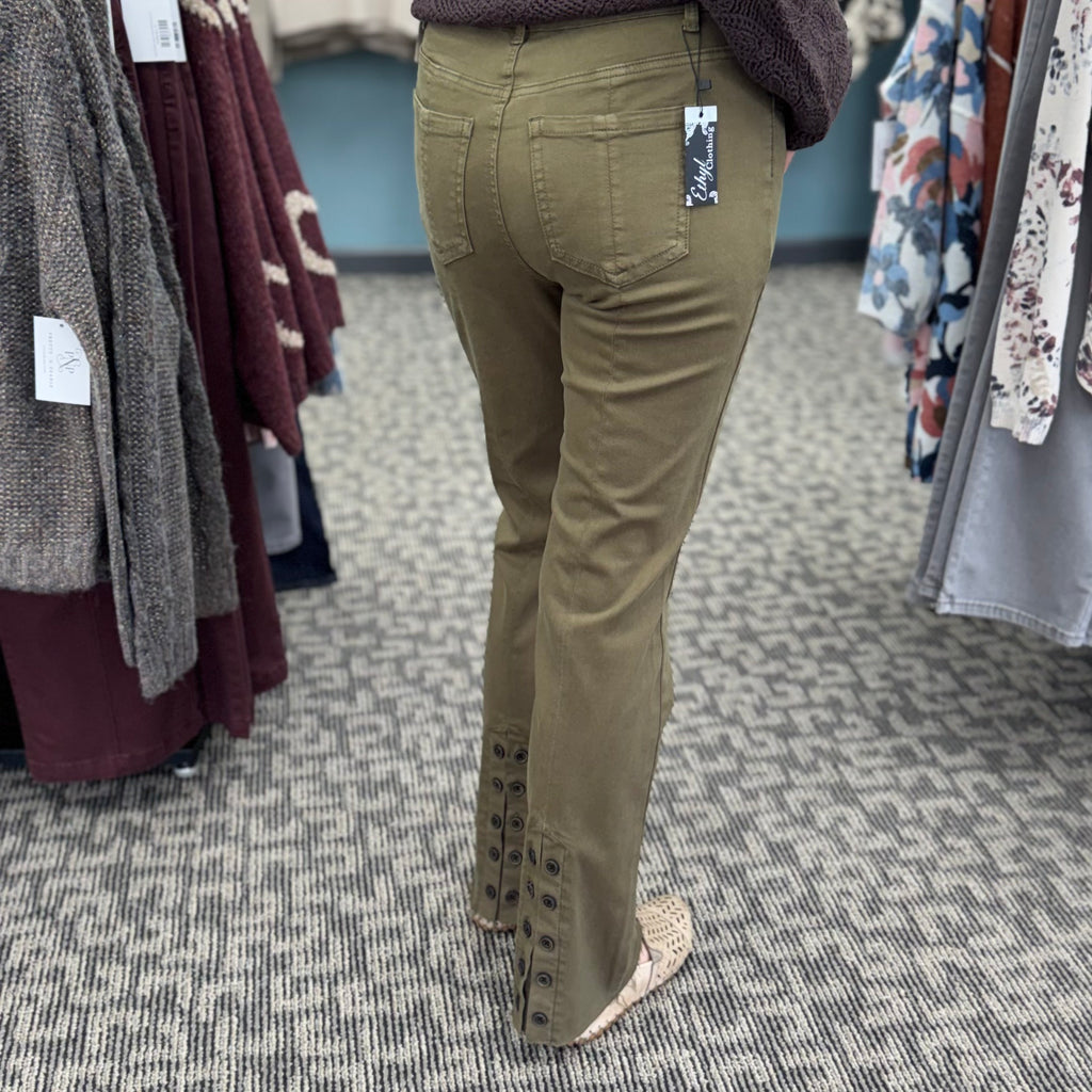 Back Button Boot Cut Pant