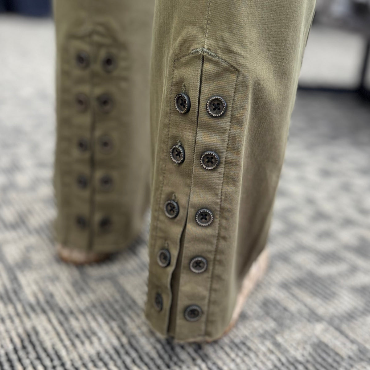 Back Button Boot Cut Pant