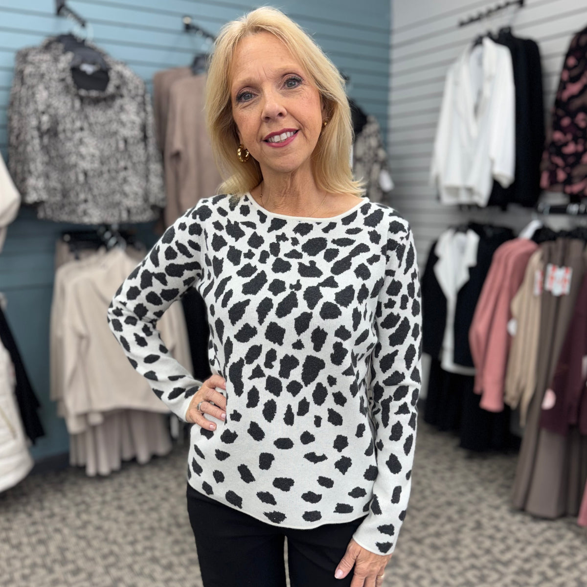 Black & White Animal Print Sweater