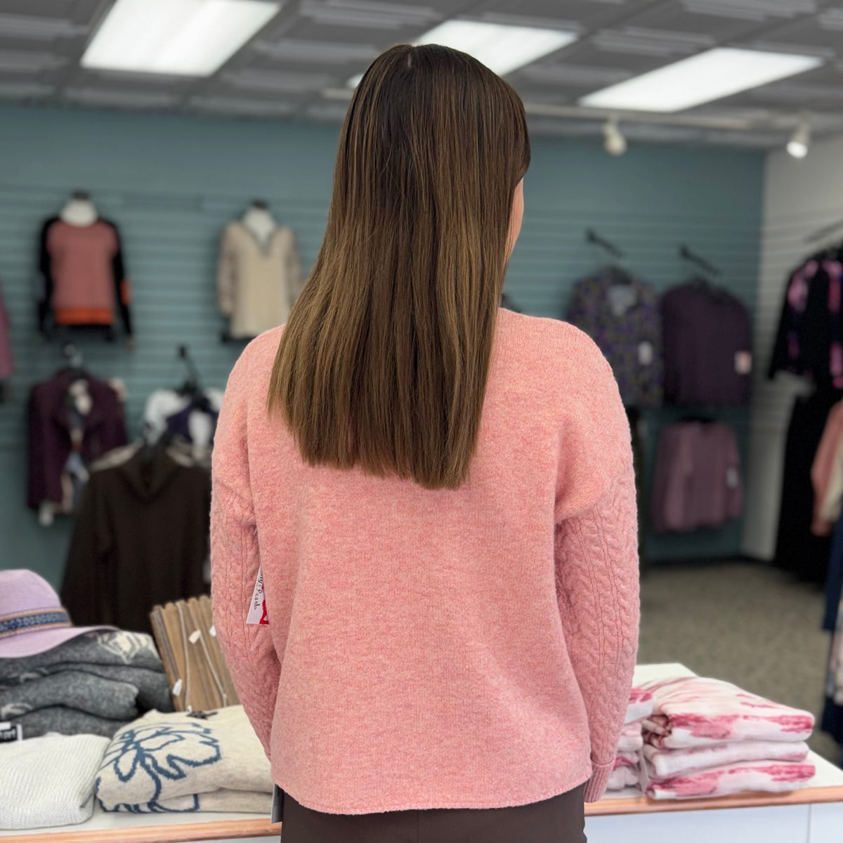 Cable Knit Sweater with Button Detail