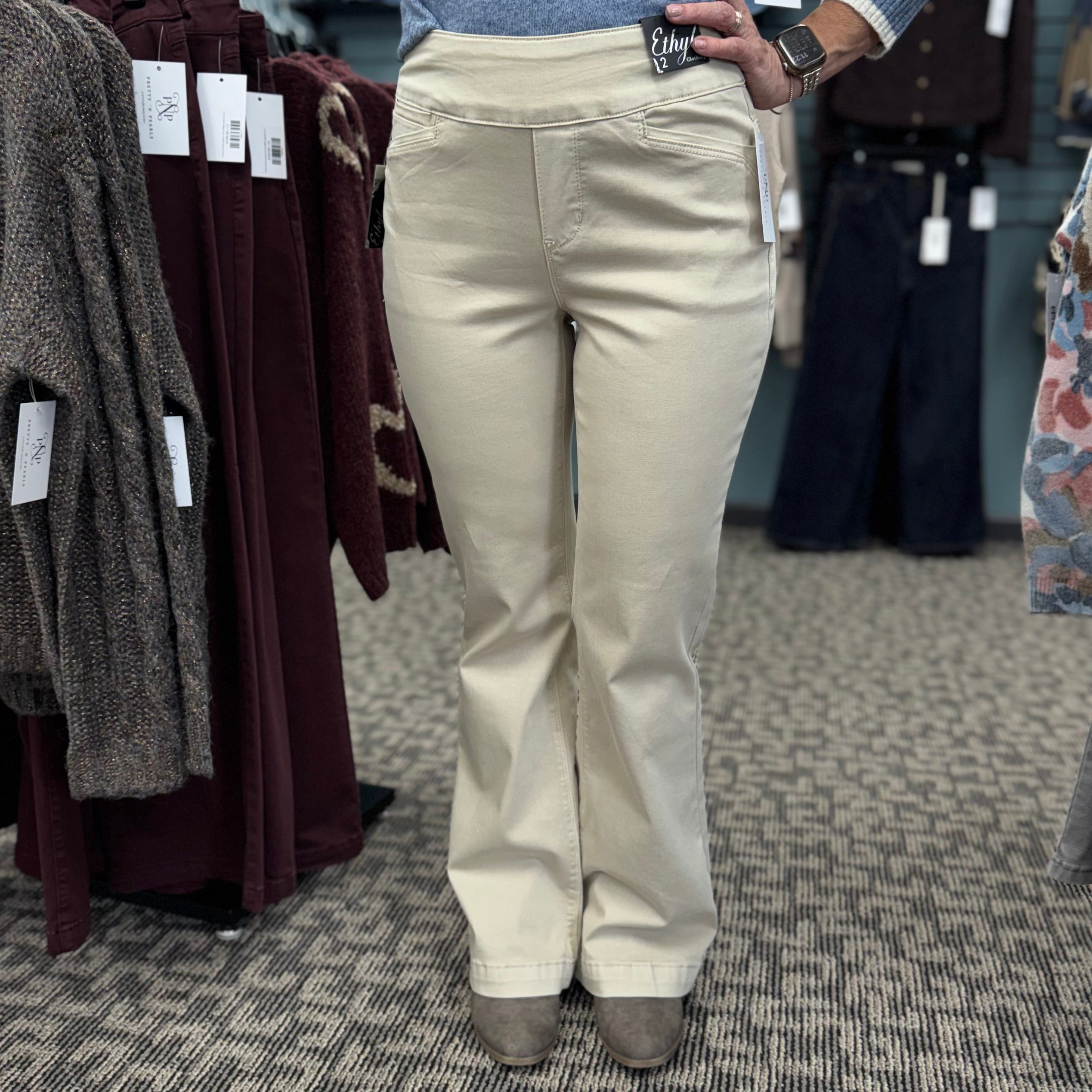 Ethyl Pull-On Bootcut Pant – Tan
