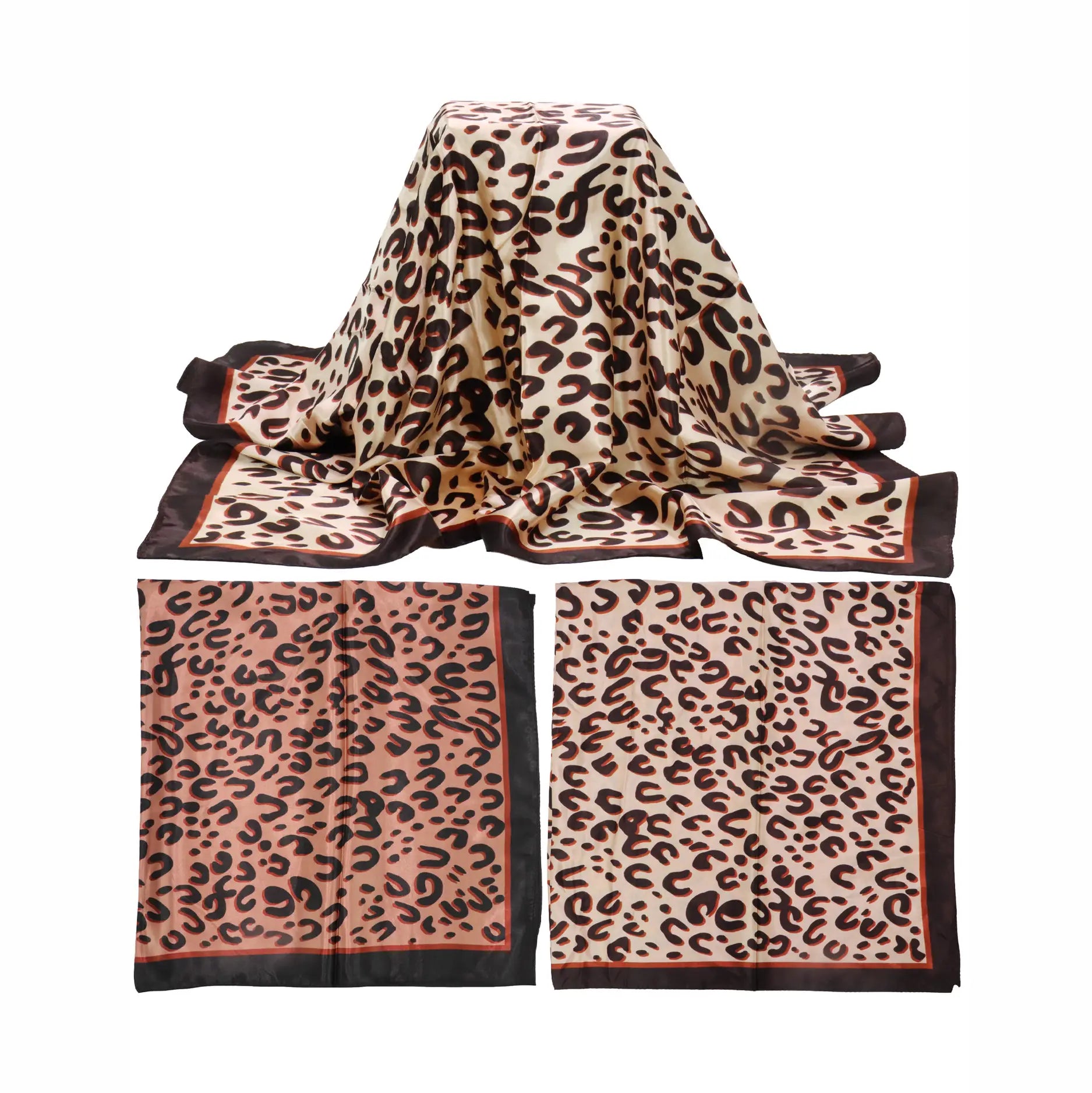Abstract Leopard Delicate Faux Silk Square Scarf