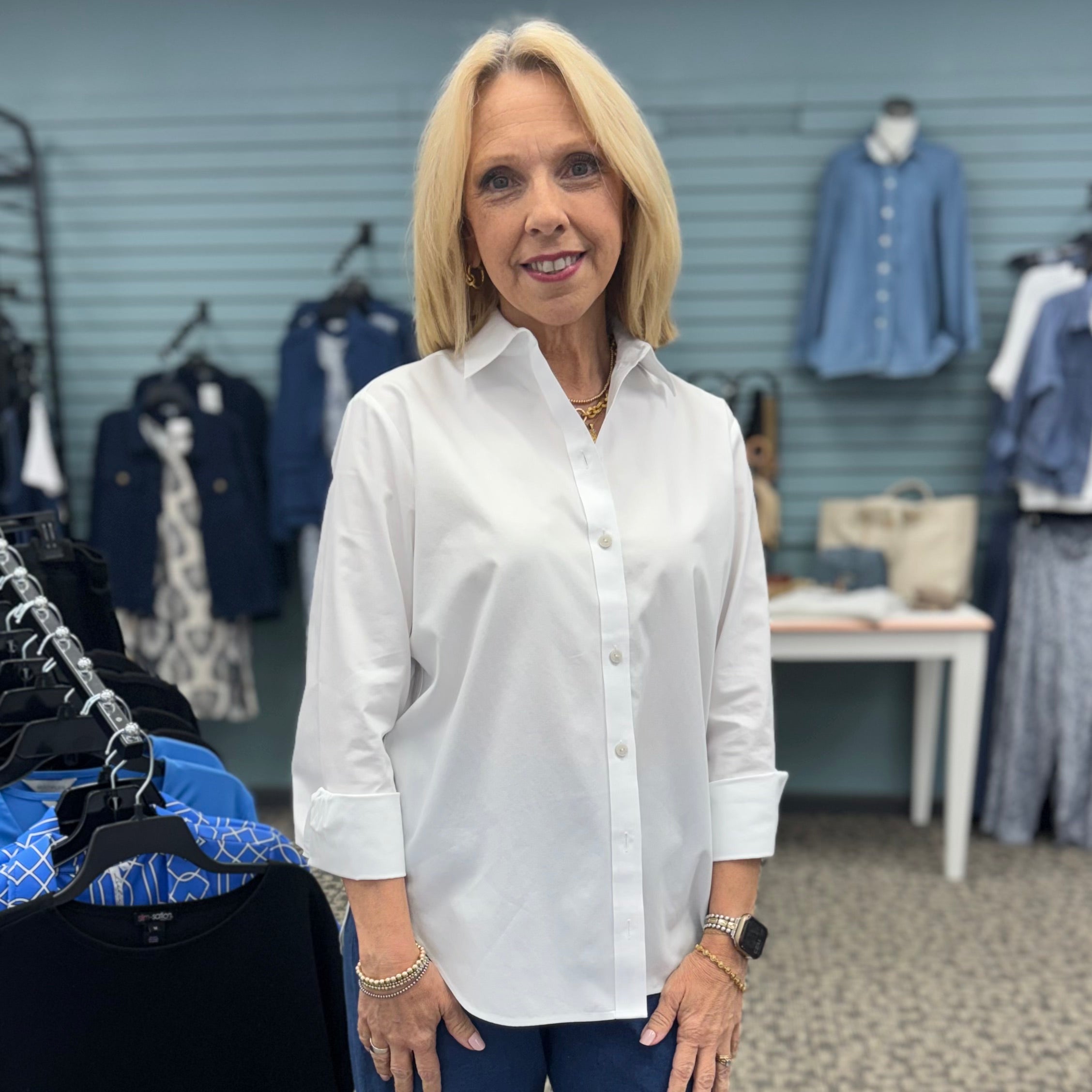 Meghan No-Iron Pinpoint Long Sleeve Shirt