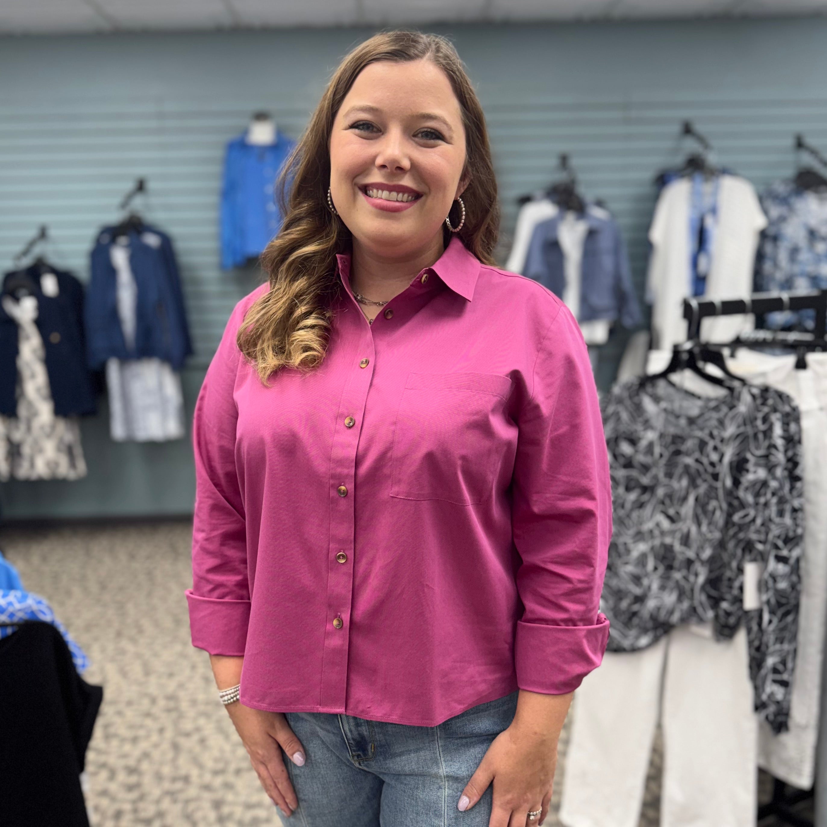 Jodie No-Iron Pinpoint Long Sleeve Shirt