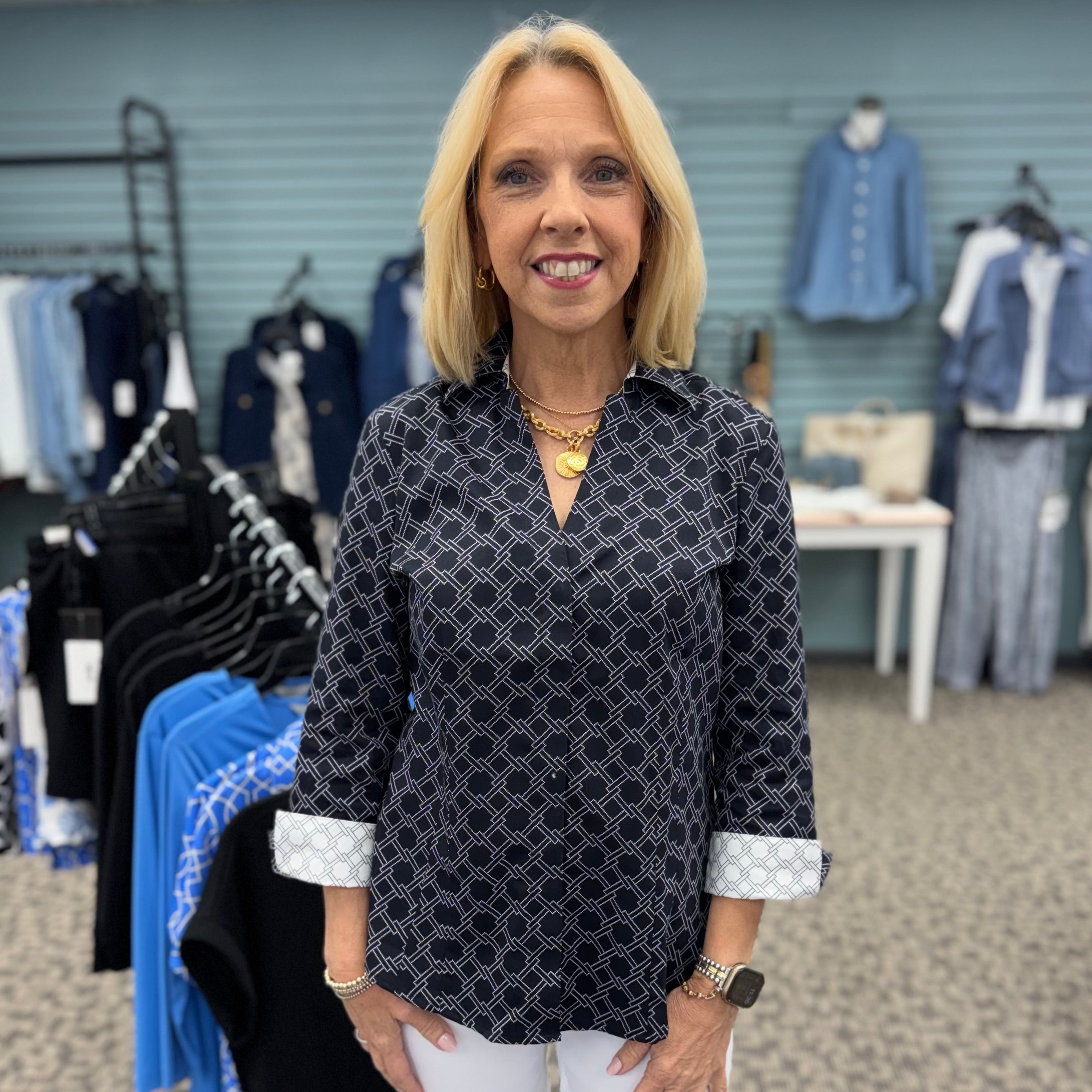 Taylor Square Links 3/4 Sleeve Shirt