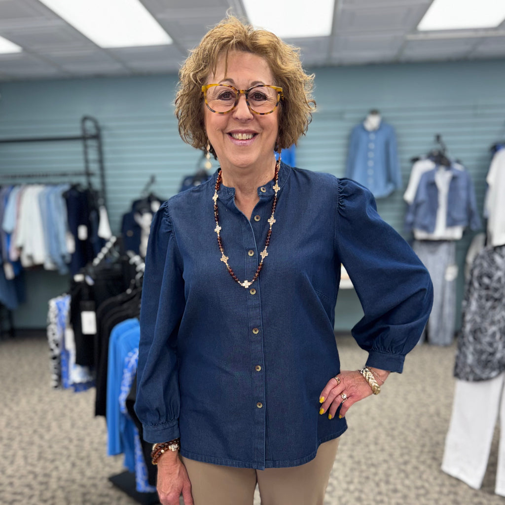 Helsa Tencel Denim 3/4 Sleeve Shirt