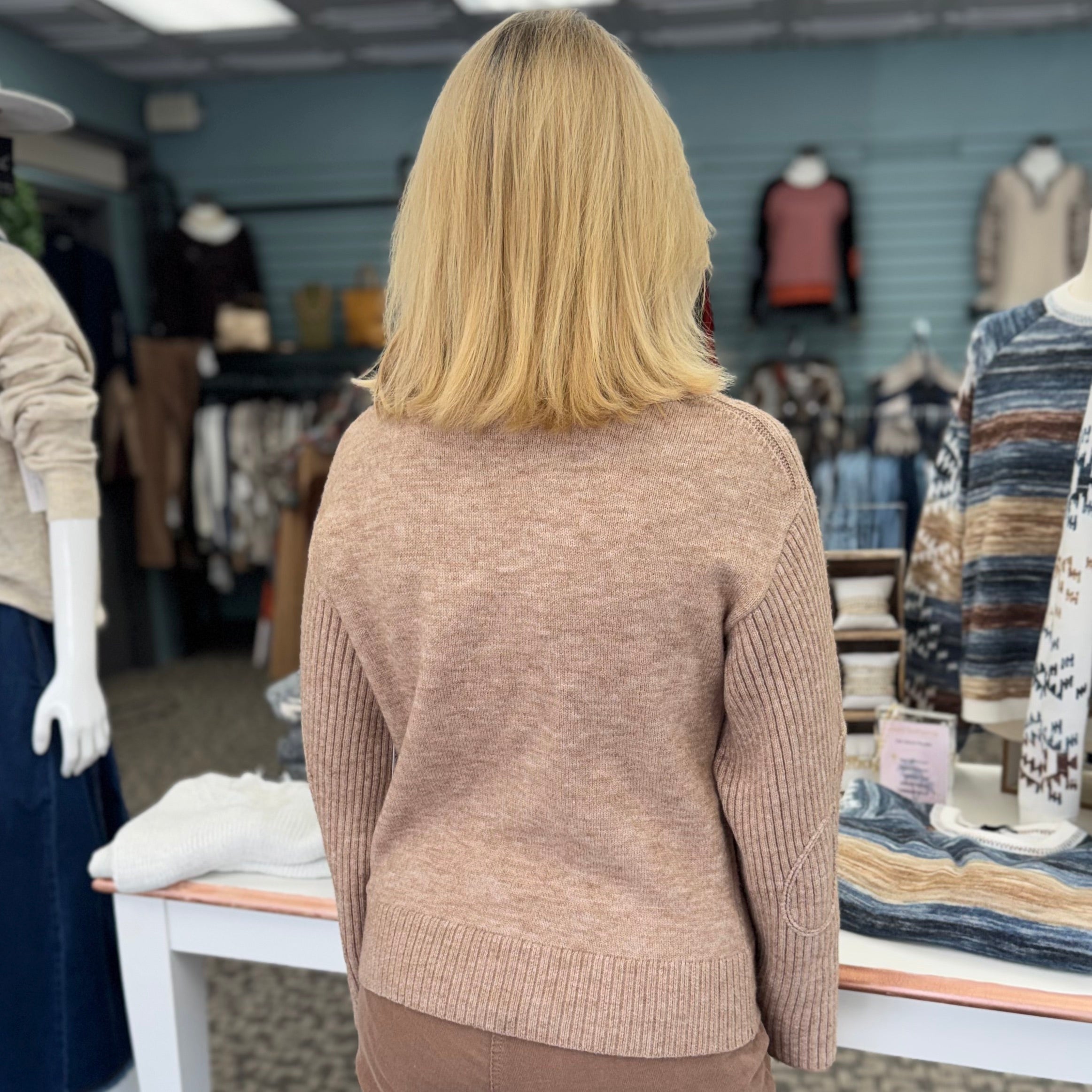 Mock Neck Embellished Sweater