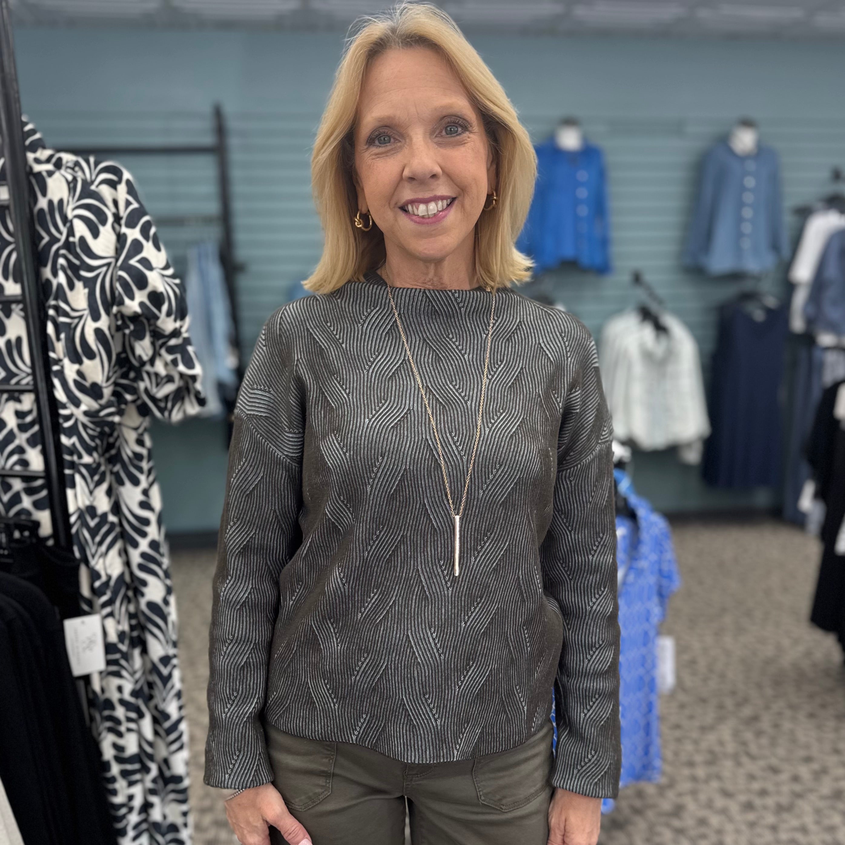 FDJ Wave Knit Funnel Neck Sweater