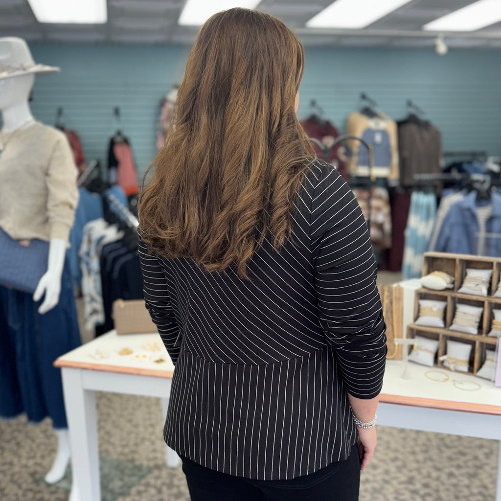 Core Travel Knit Stripe Wrap Top