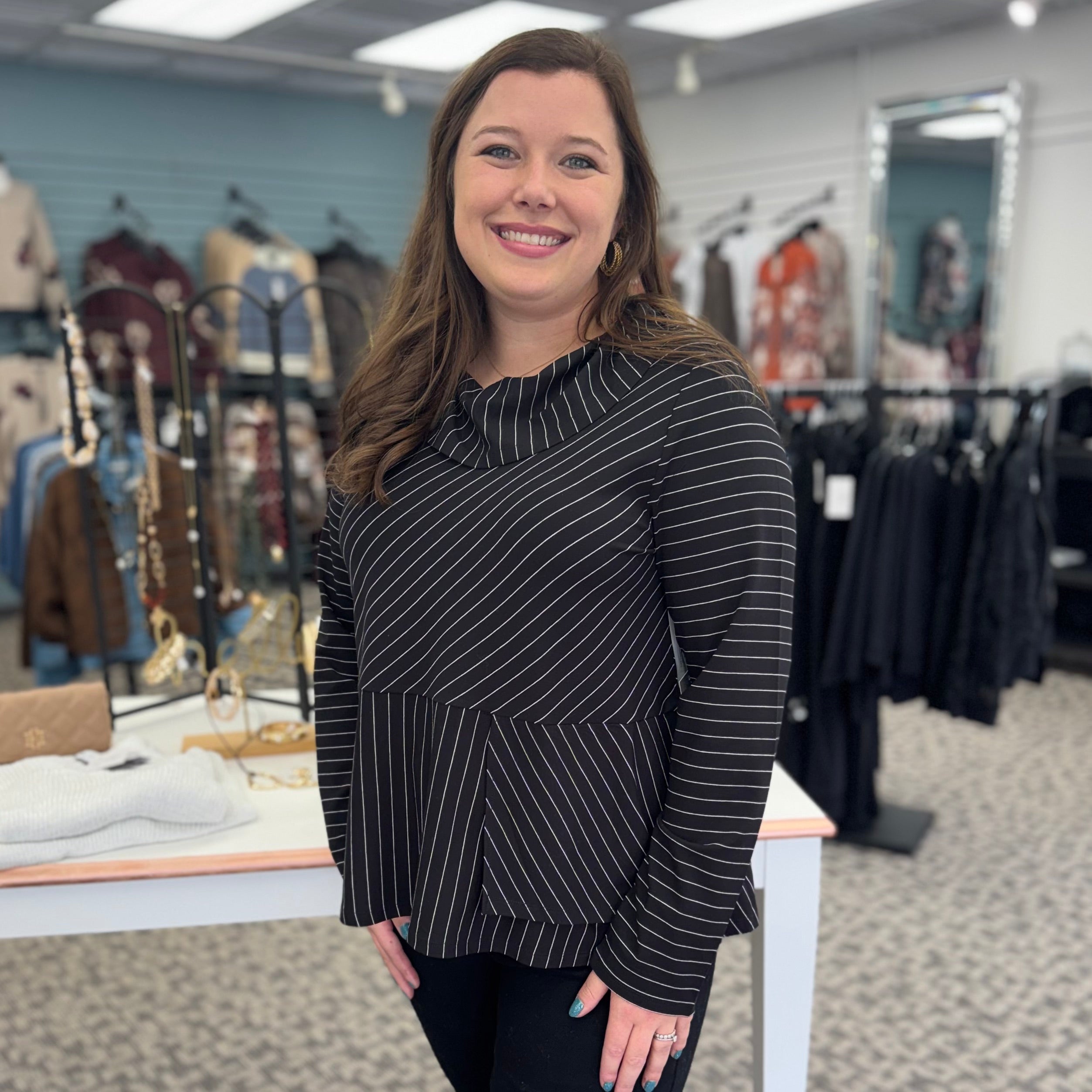 Core Travel Knit Stripe Wrap Top