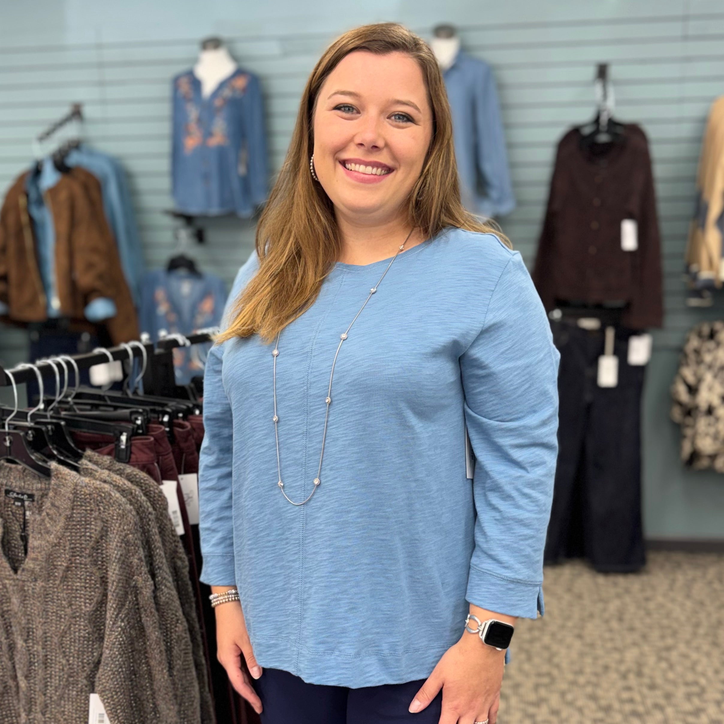 Cotton Pebble Coverstitch Boatneck Top