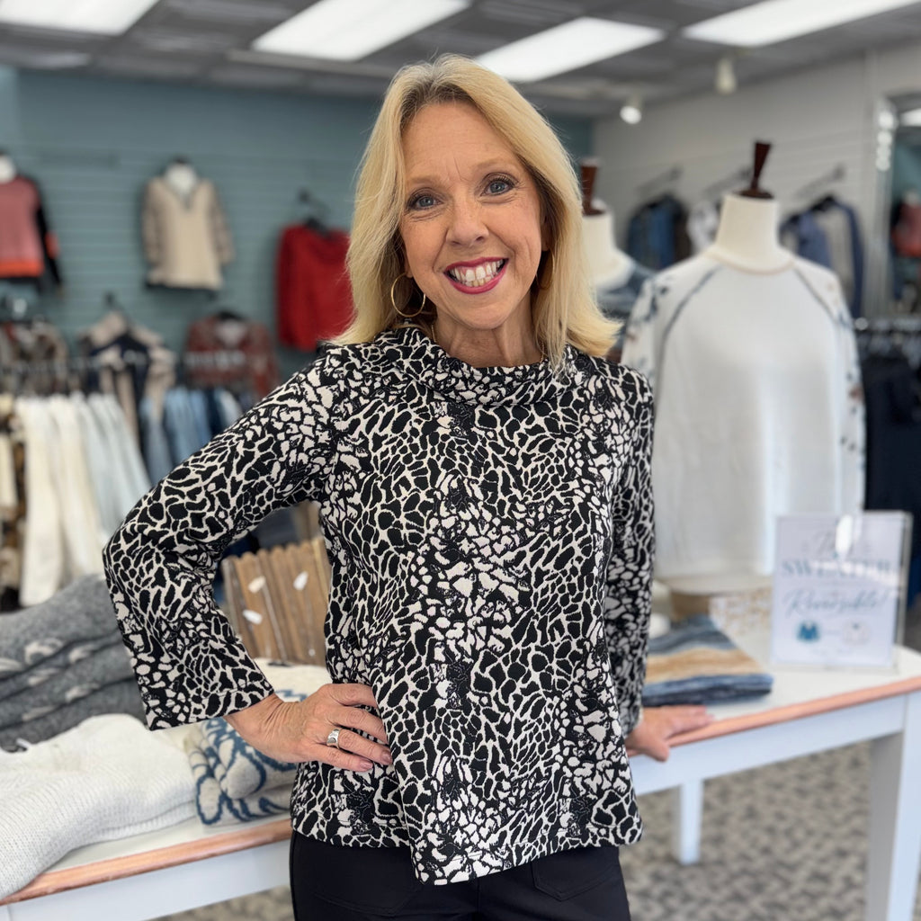 Jacquard Cowl Neck Top