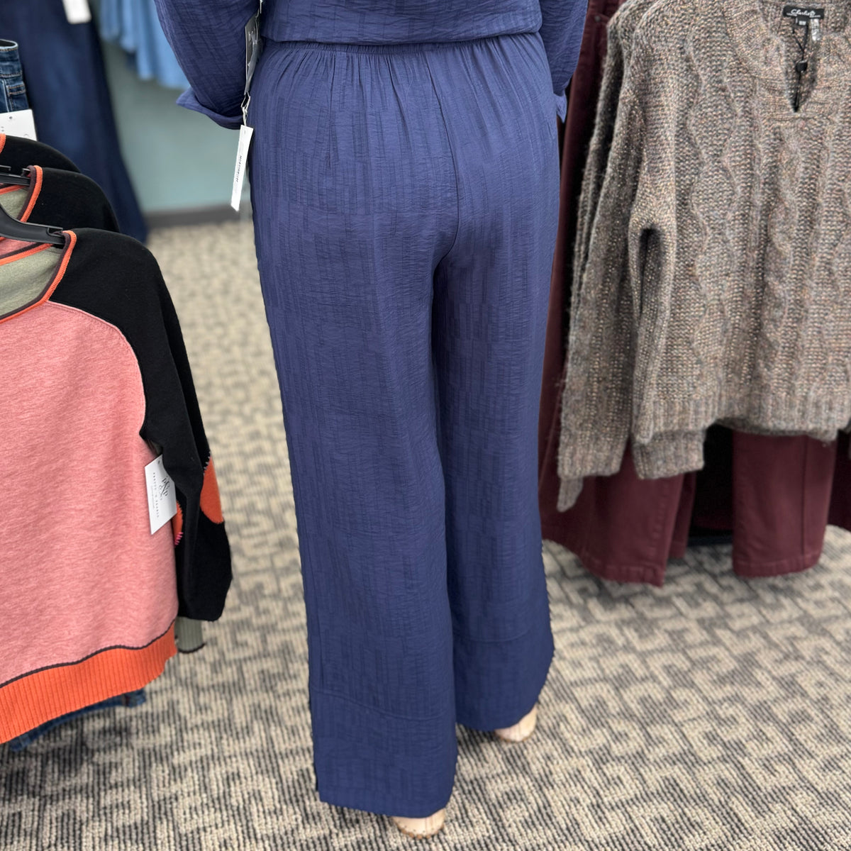 Rayon Jaquard Button Hem Pant