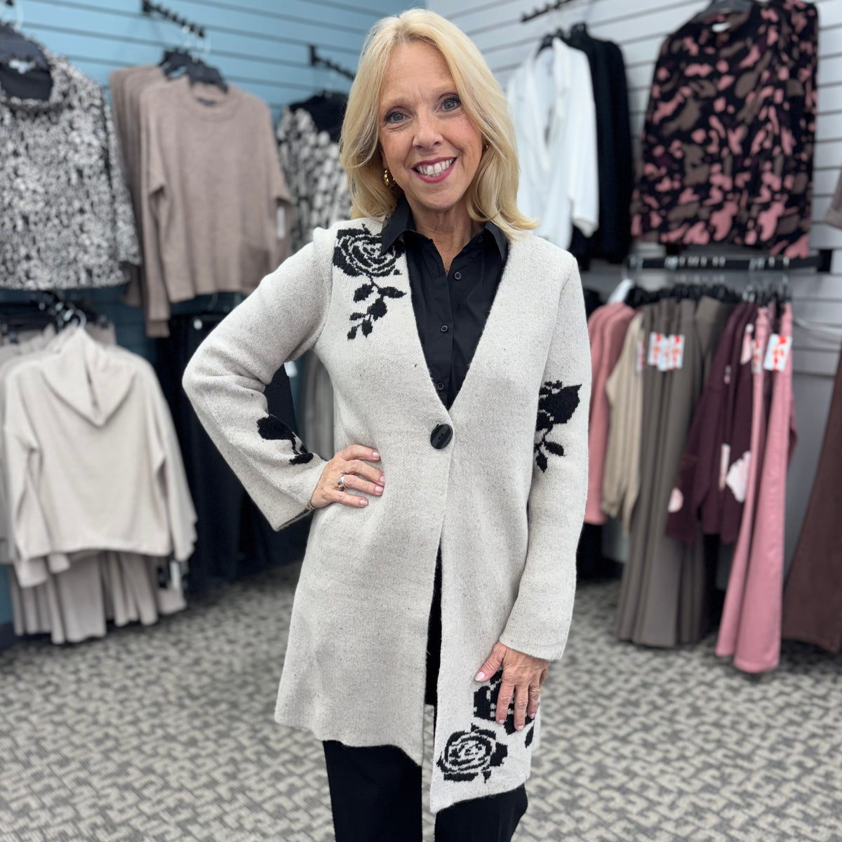 Floral Foliage Winter Bloom Cardi