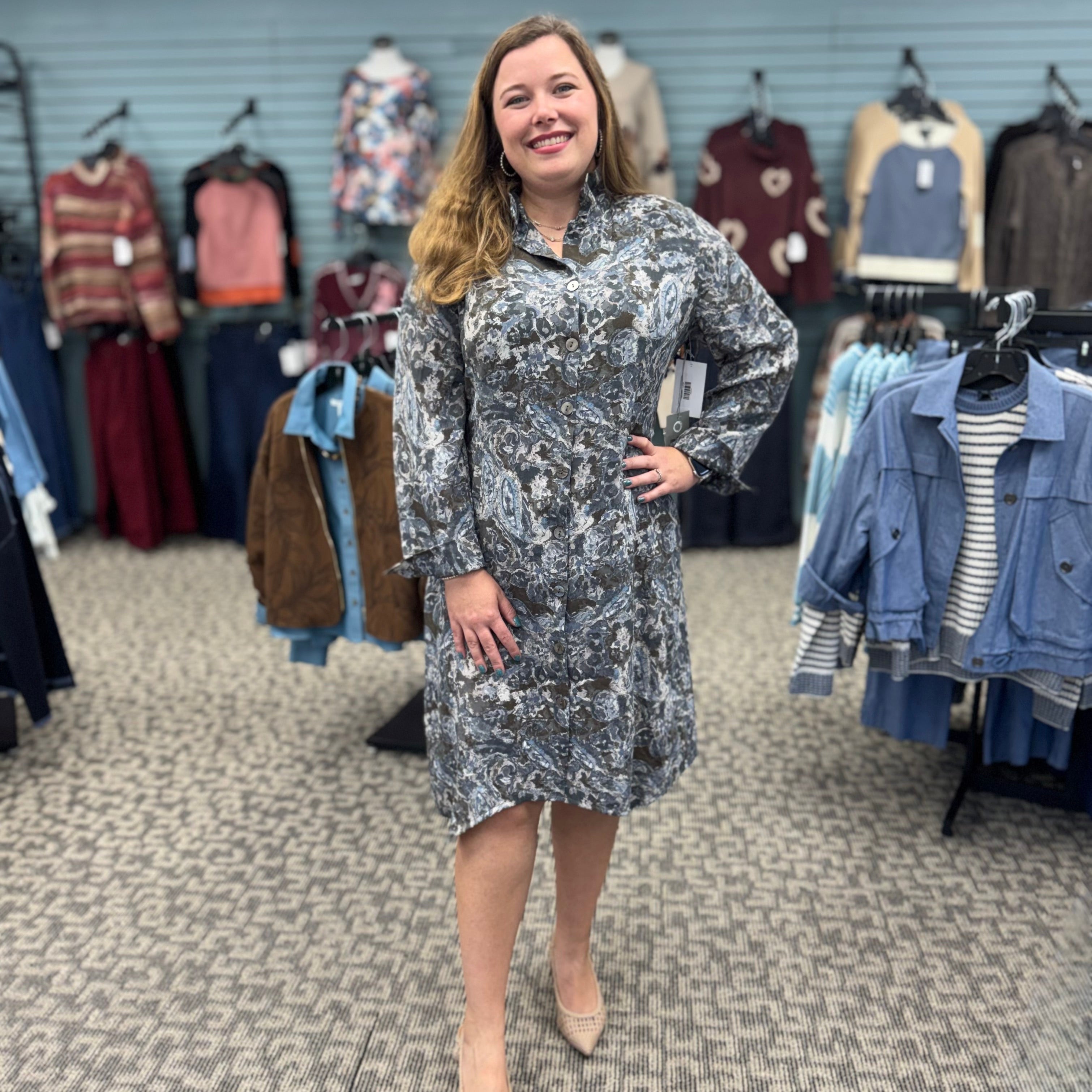 Habitat Destination Unknown Floral Pleat Artist Dress/Duster