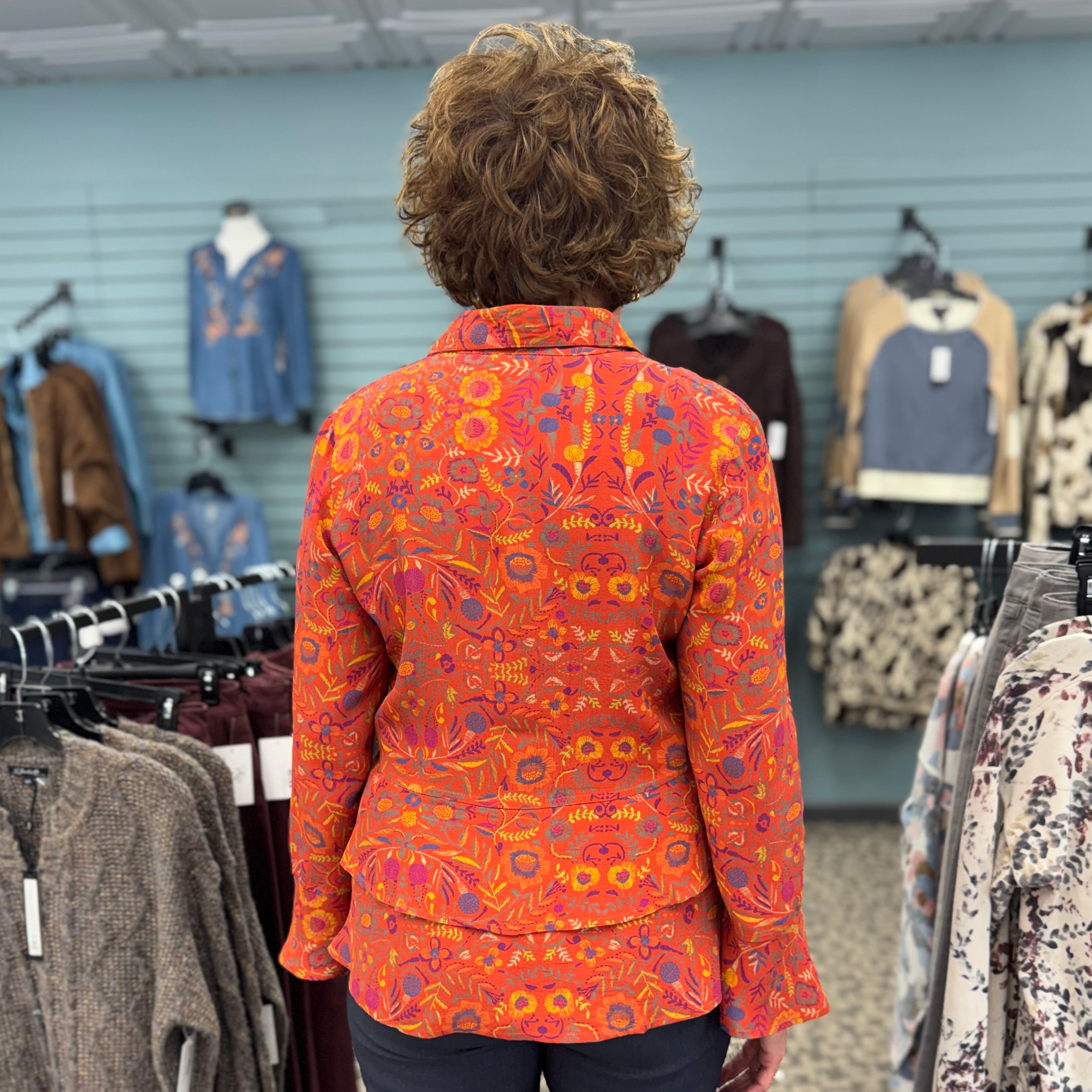 Rayon Crepe Garden Flounce Hem Shirt/Jacket