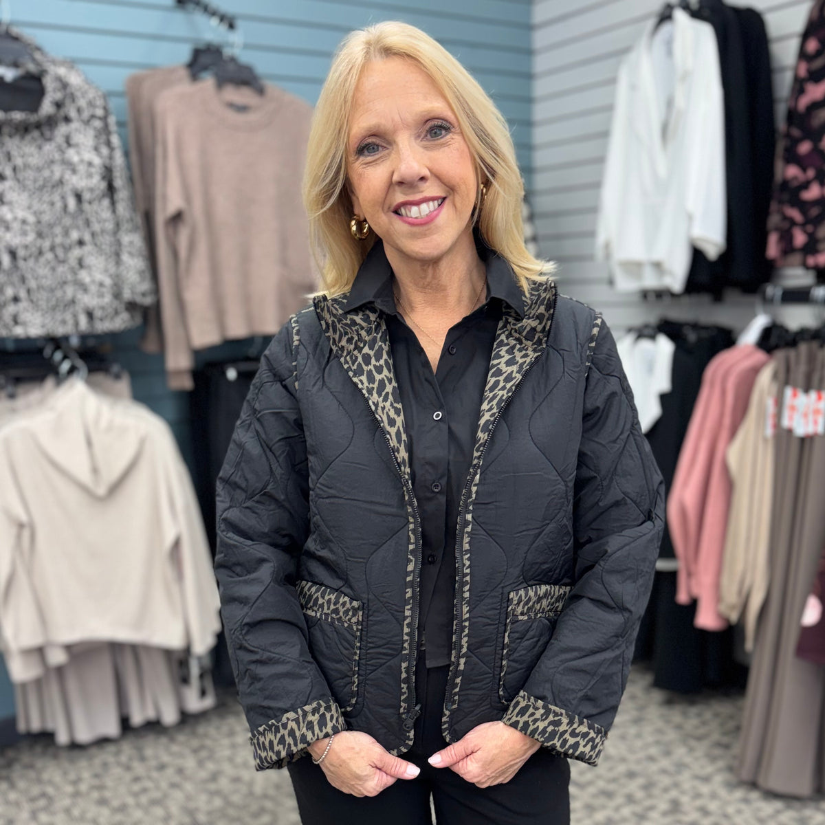 Reversible Print Quilted Puffer Coat