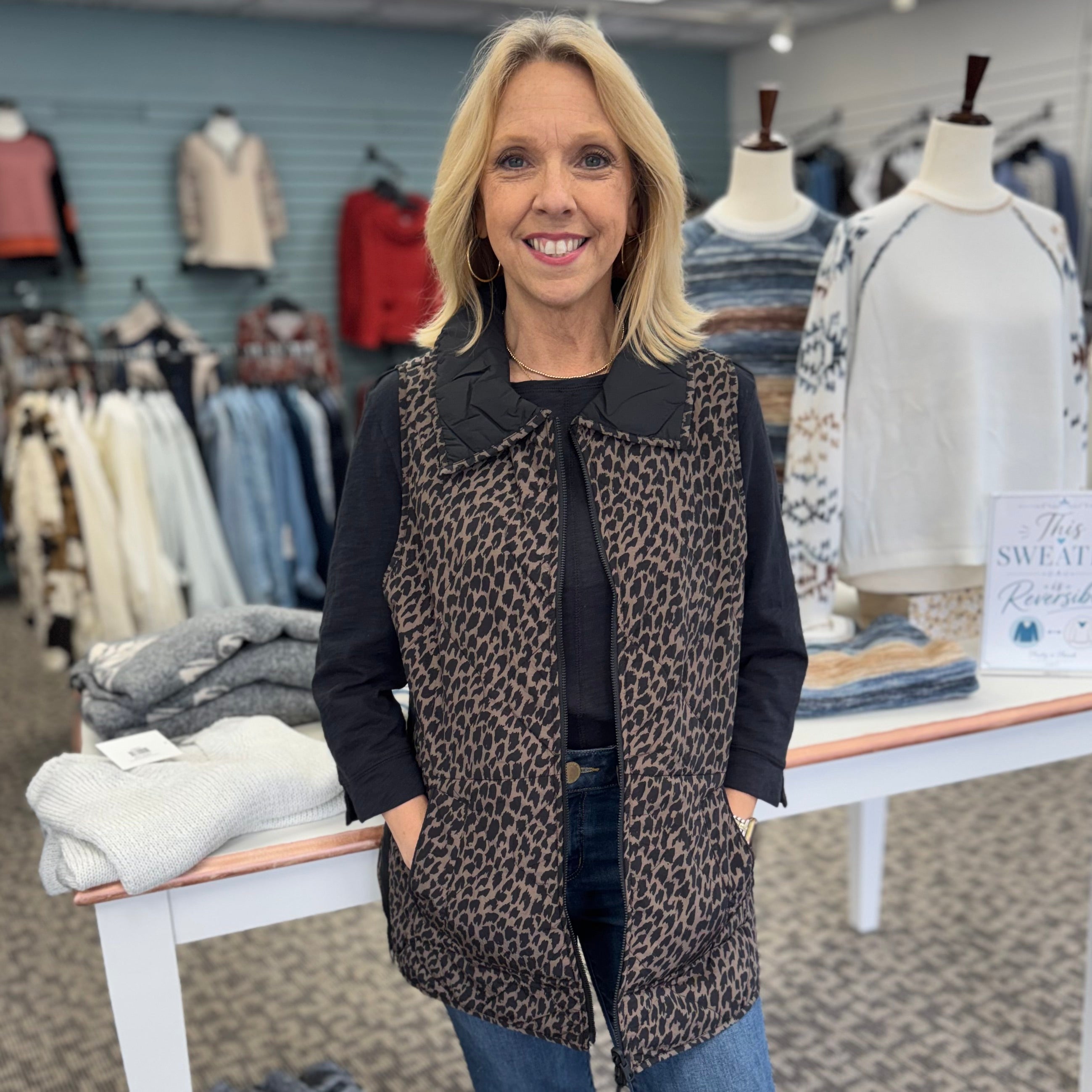 Reversible Print Quilted Puffer Vest