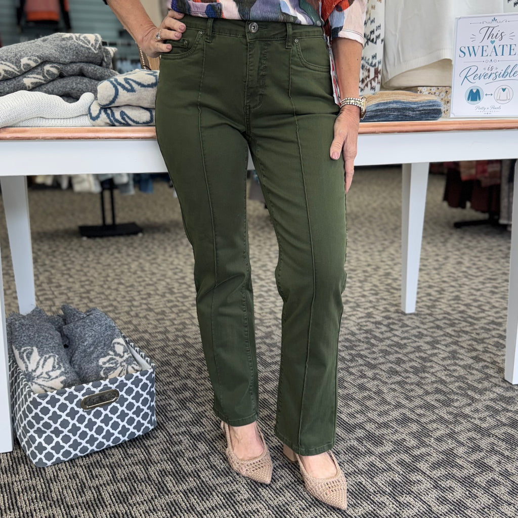 Stretch Denim Seamed Flare