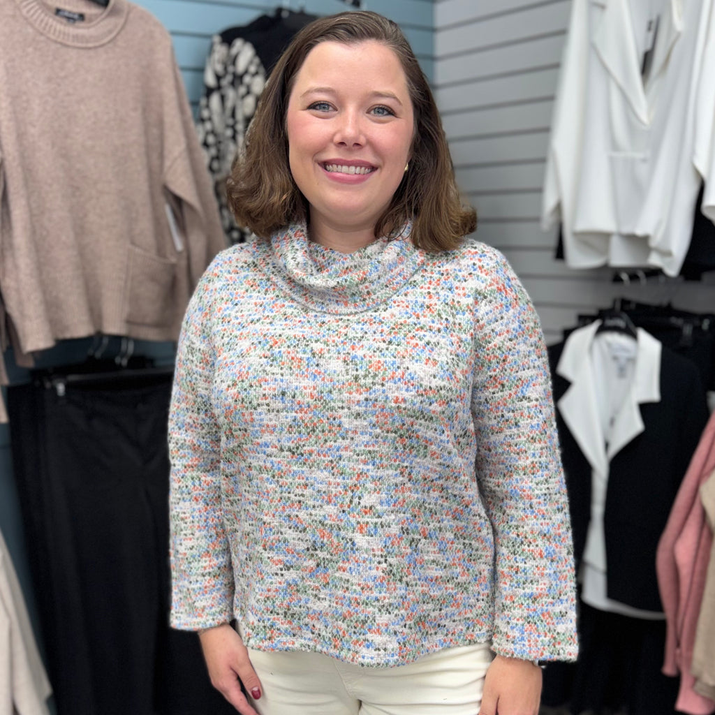 Soft Speckled Cowl Neck Top