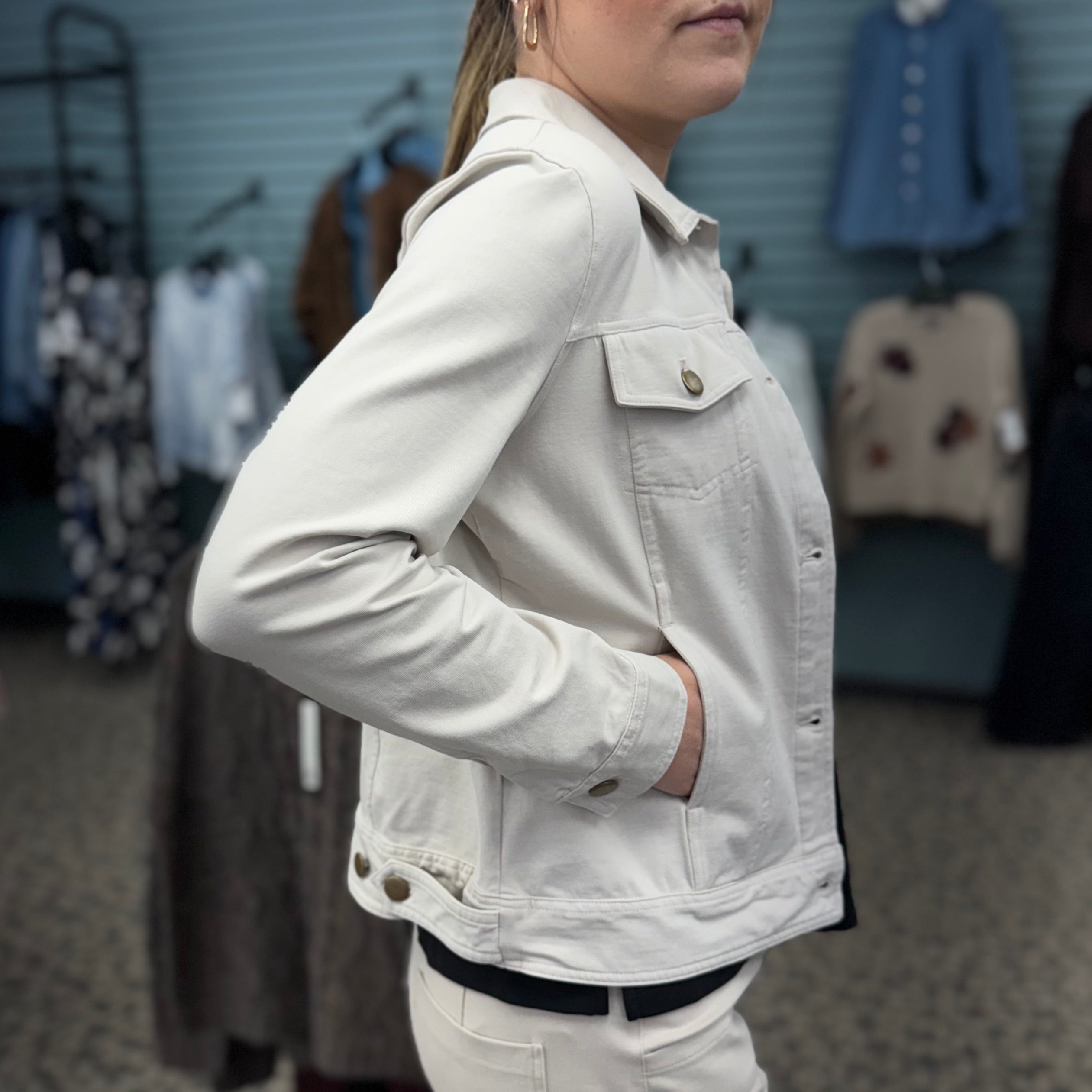 Stonewash City Knit Jean Jacket In Dove