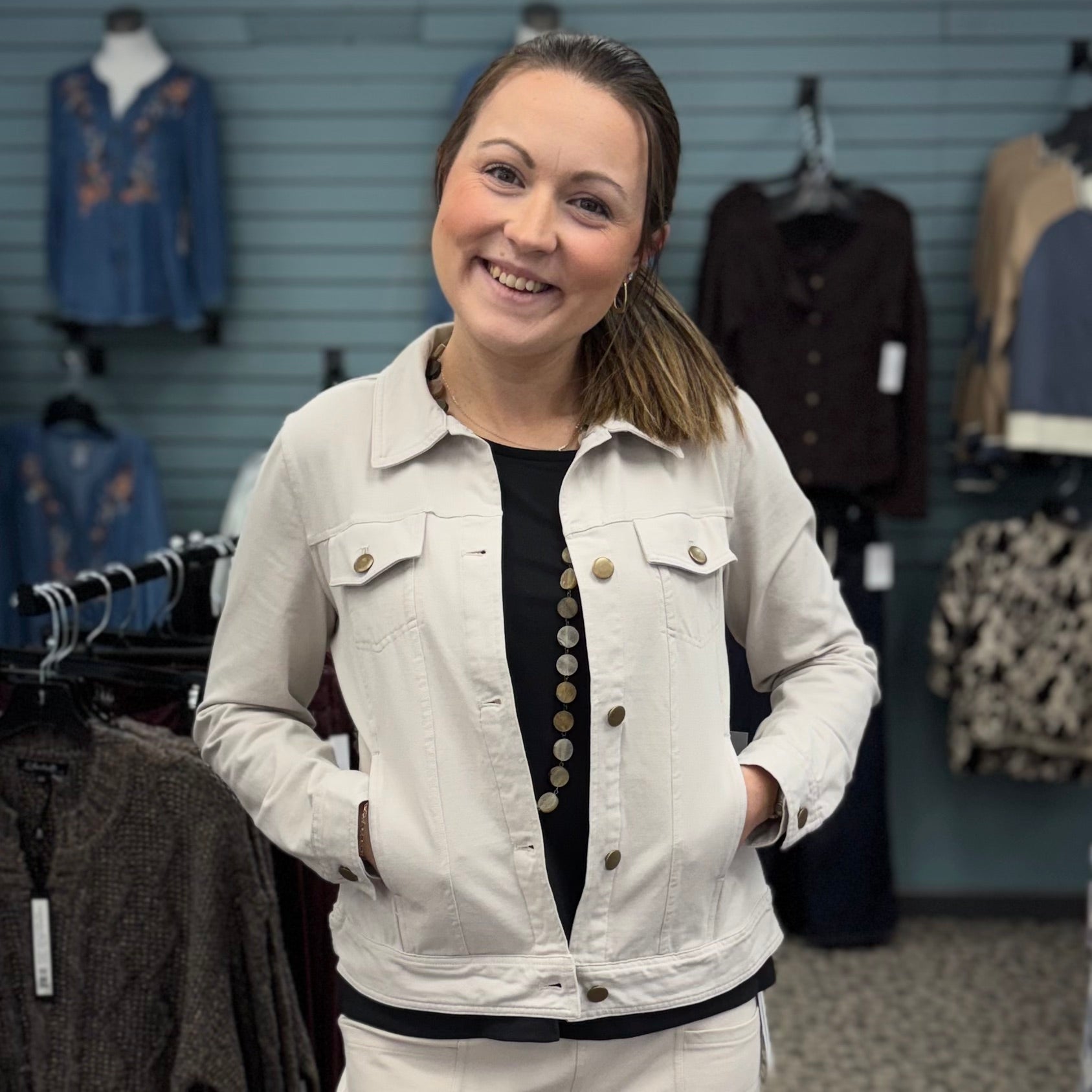 Stonewash City Knit Jean Jacket In Dove