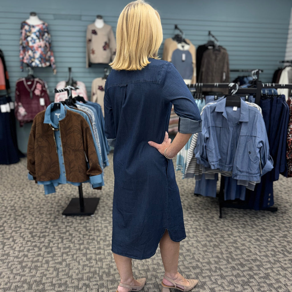 Perfect Travel Denim Cafe Midi Dress
