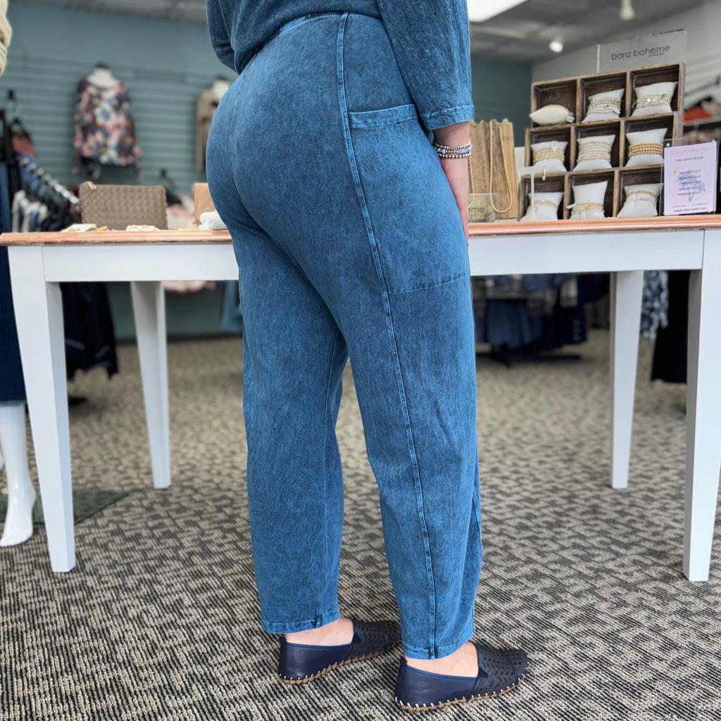Cotton Spandex Lantern Pants with Side Seam Details