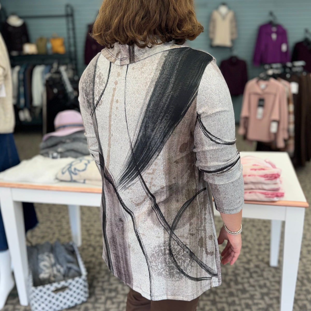 French Brushed Knit Cowl Neck Tunic