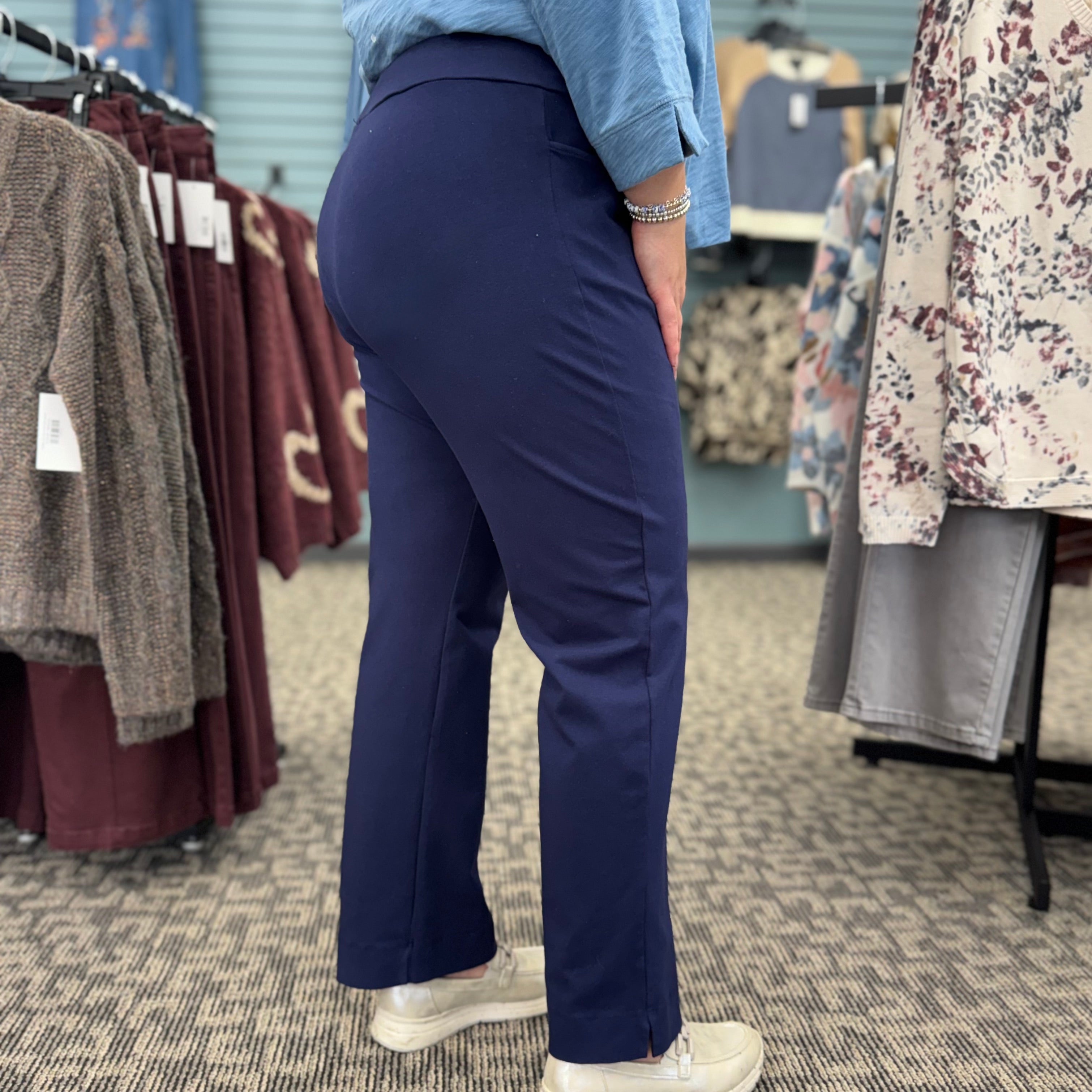 Mineral Washed Slim Pant with Scoop Pockets & Split Ankle Hem