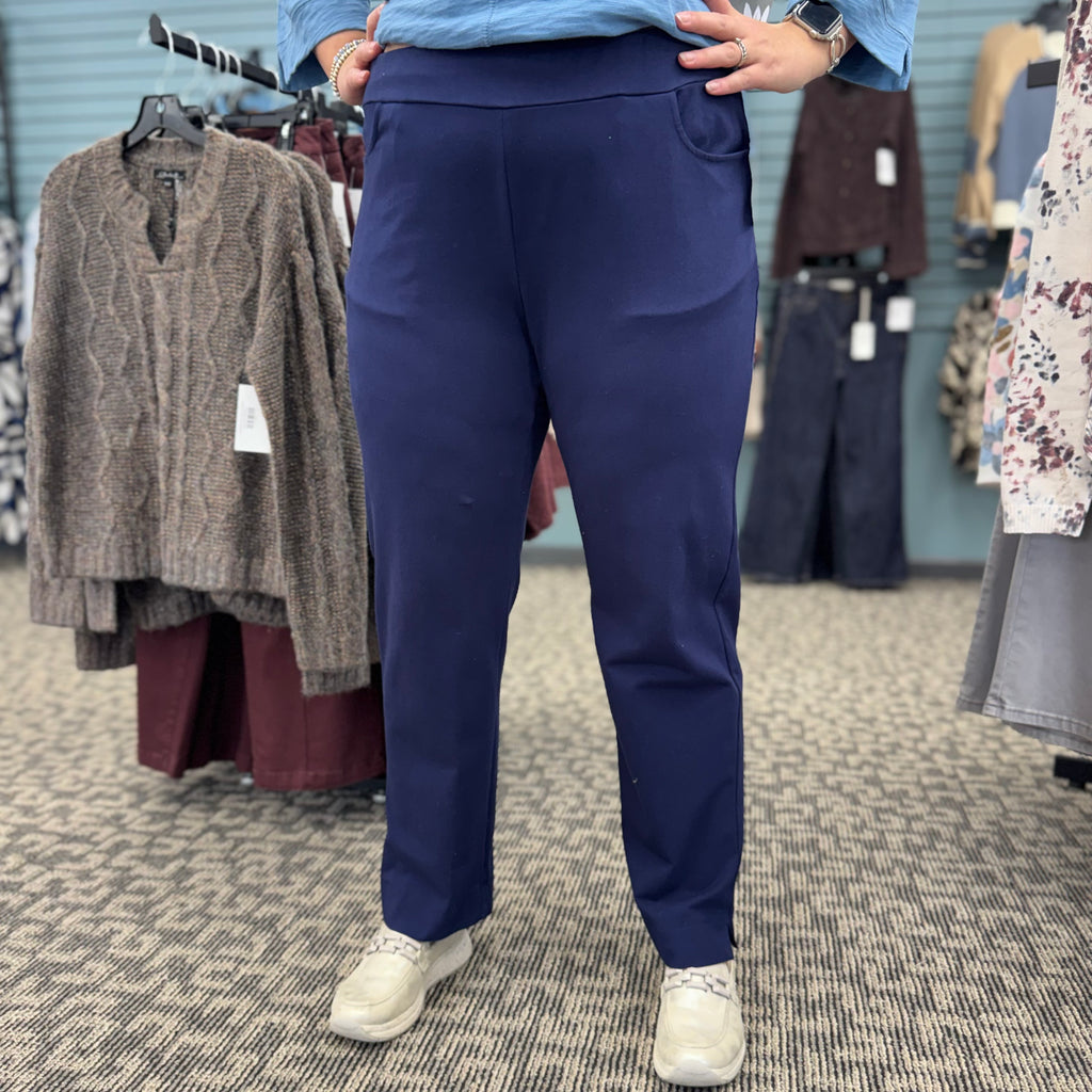 Mineral Washed Slim Pant with Scoop Pockets & Split Ankle Hem