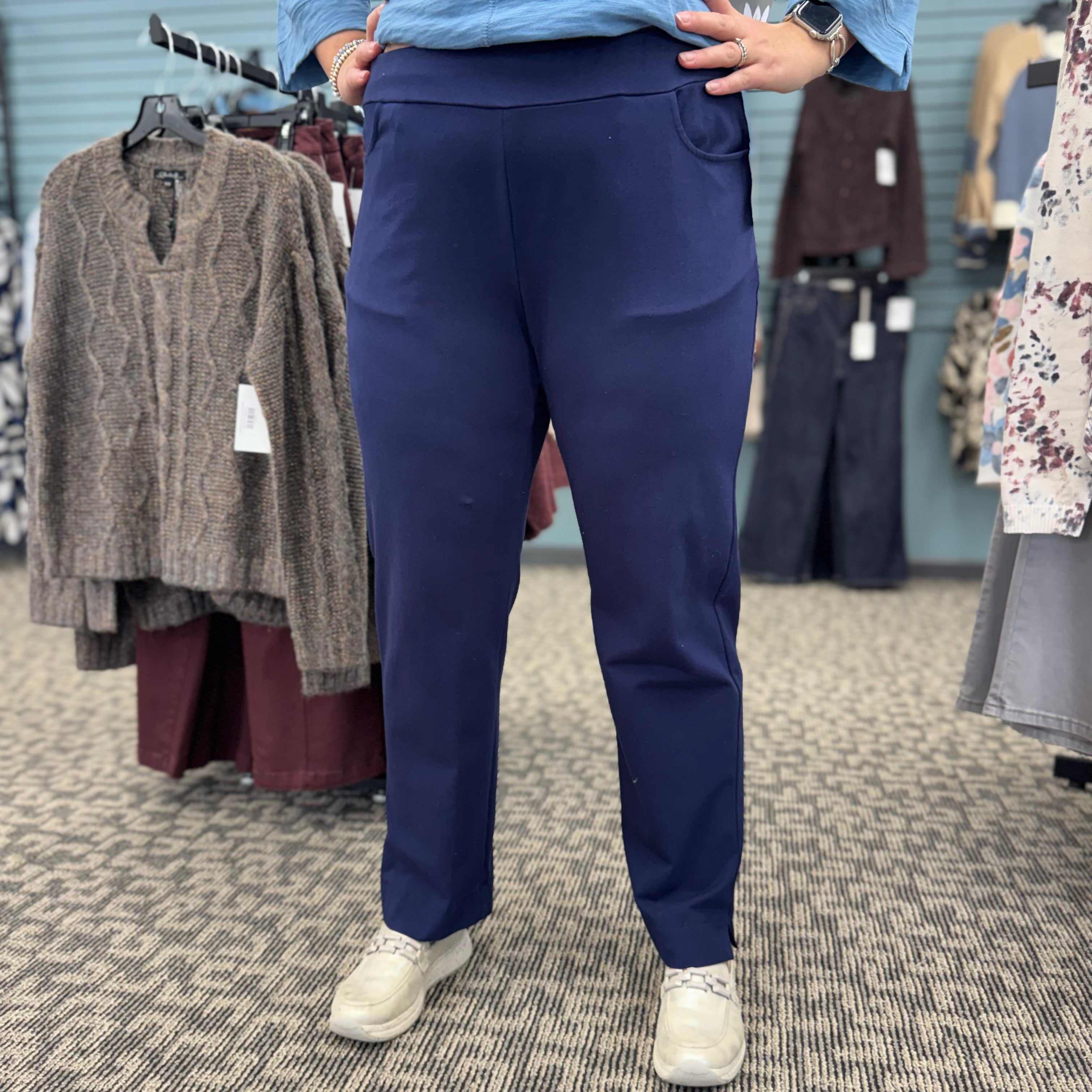 Mineral Washed Slim Pant with Scoop Pockets & Split Ankle Hem