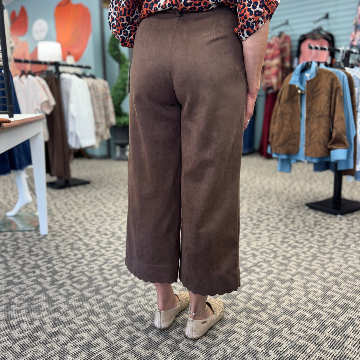 Wide Leg Suede Pants