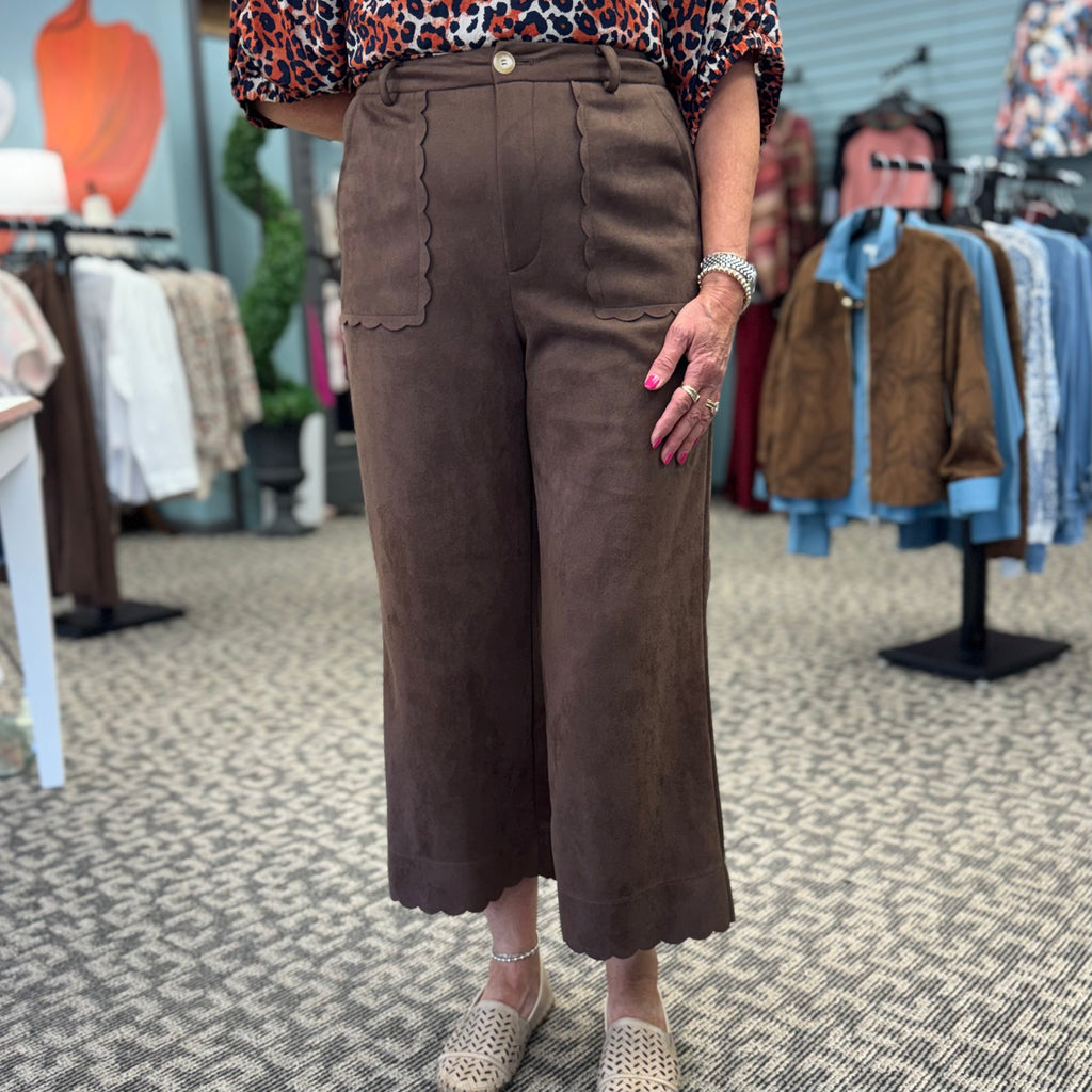 Wide Leg Suede Pants