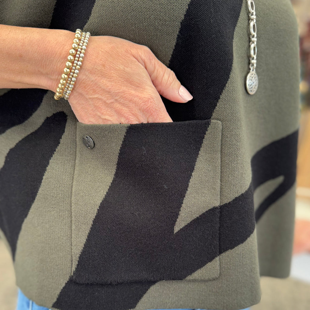 Abstract Funnel-Neck Sweater
