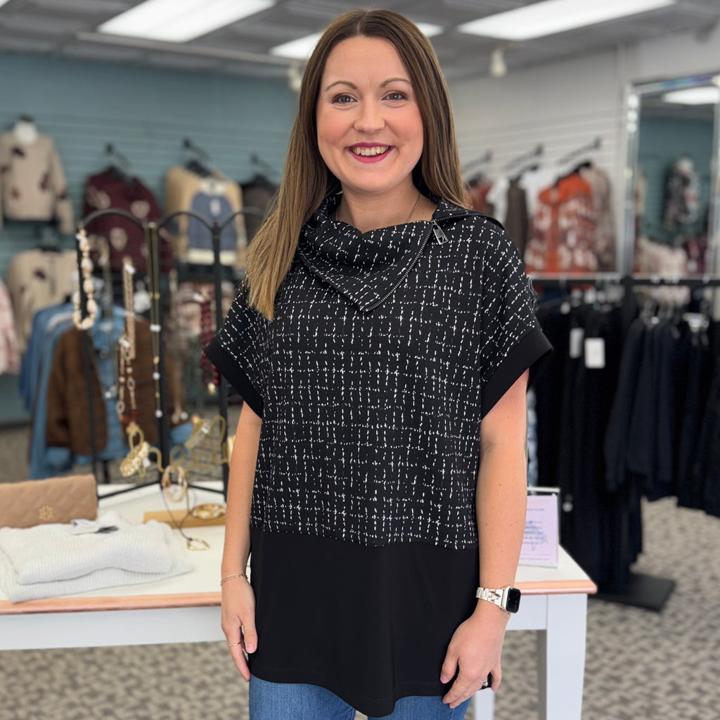 Jacquard Checkered Print Boxy Tunic