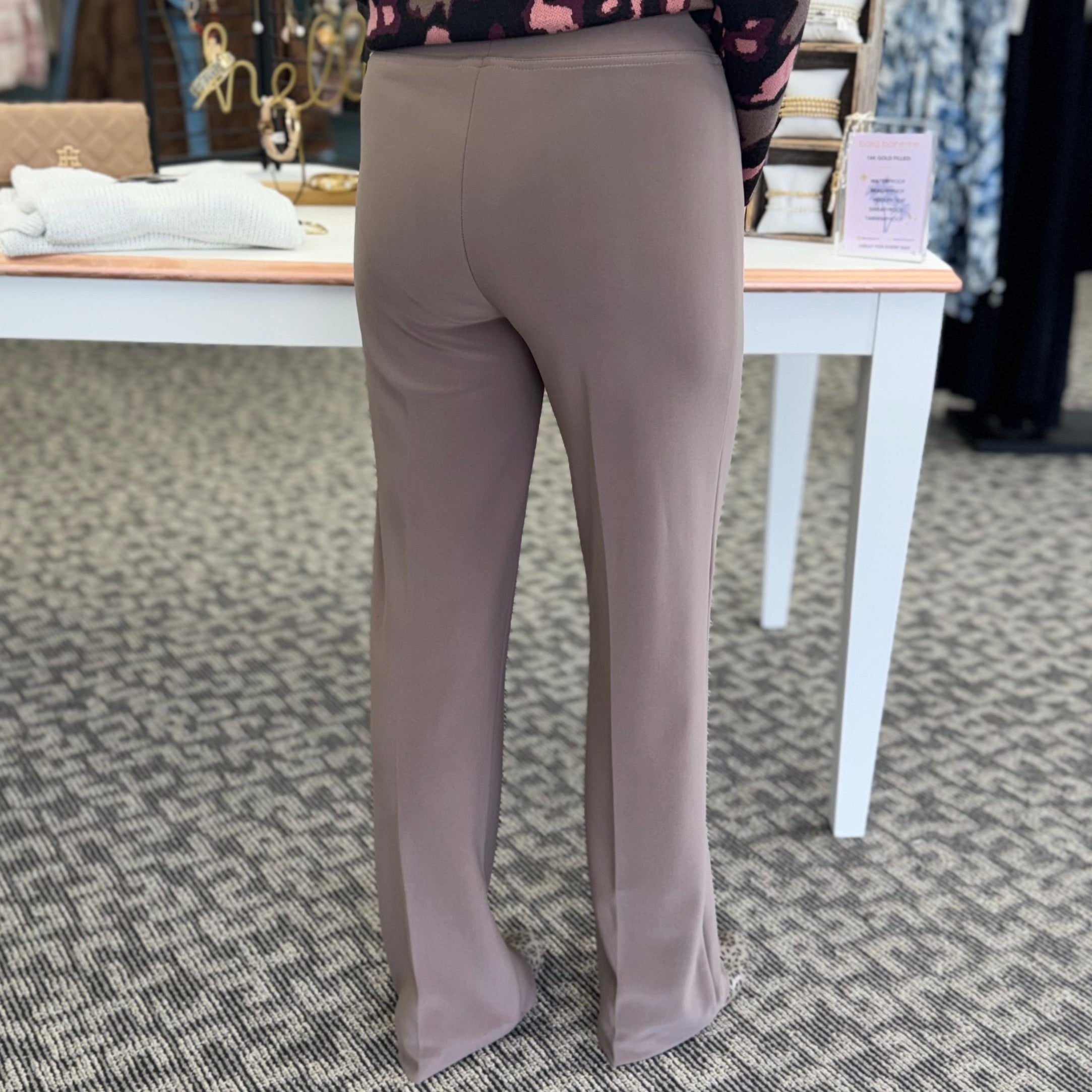 Classic Wide-Leg Pants- Mink