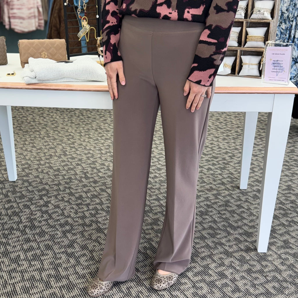 Classic Wide-Leg Pants- Mink