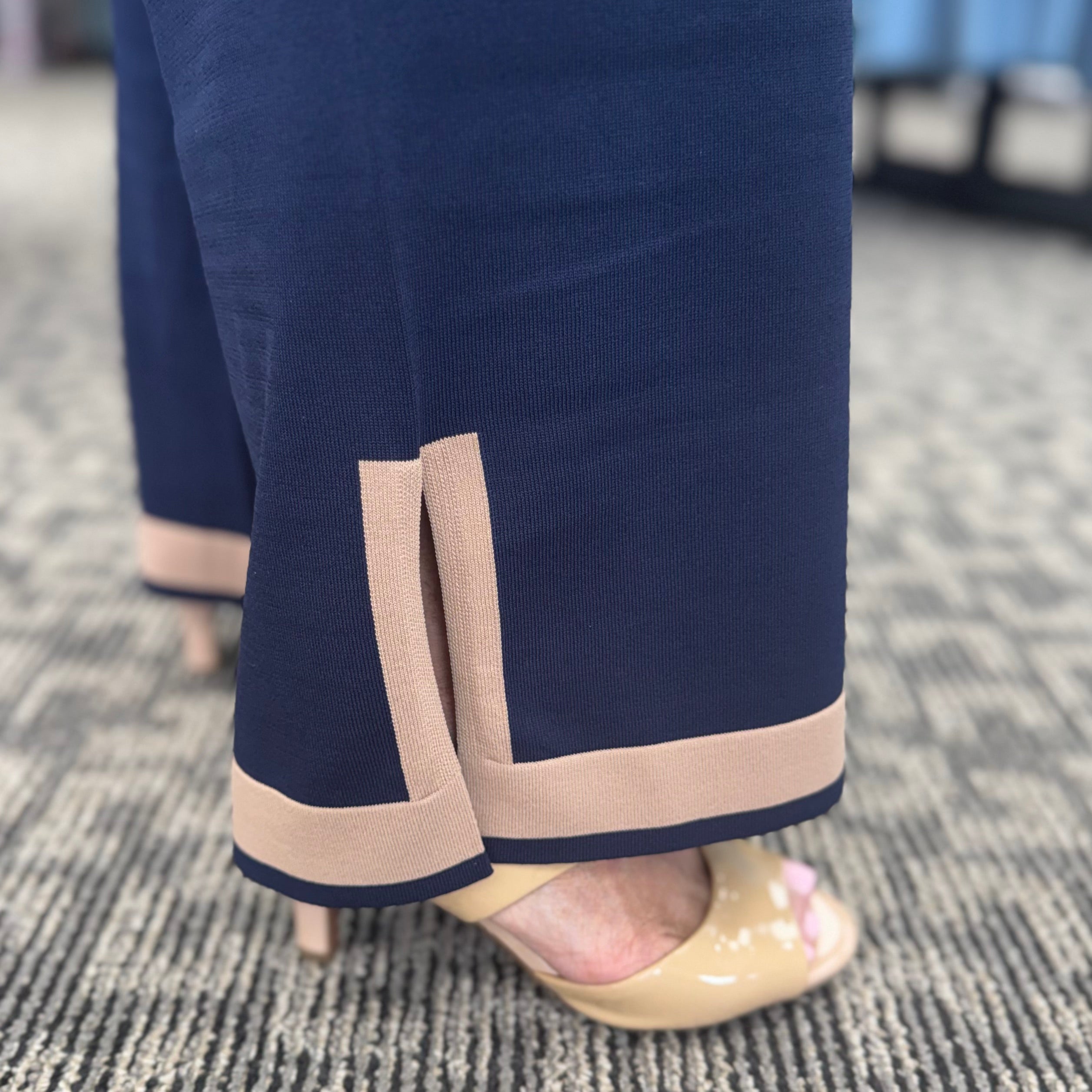 Color Block Sweater Knit Culotte Pants