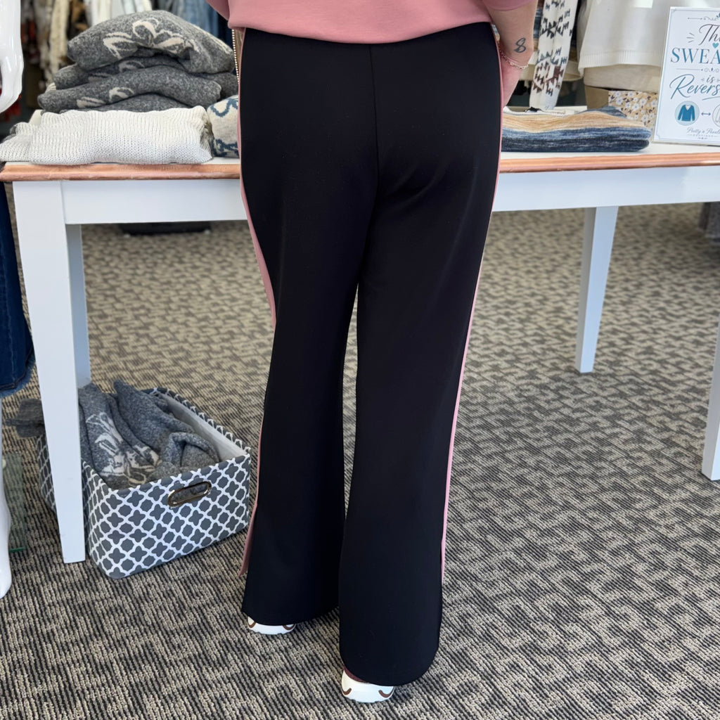Contrast Side Stripe Wide Leg