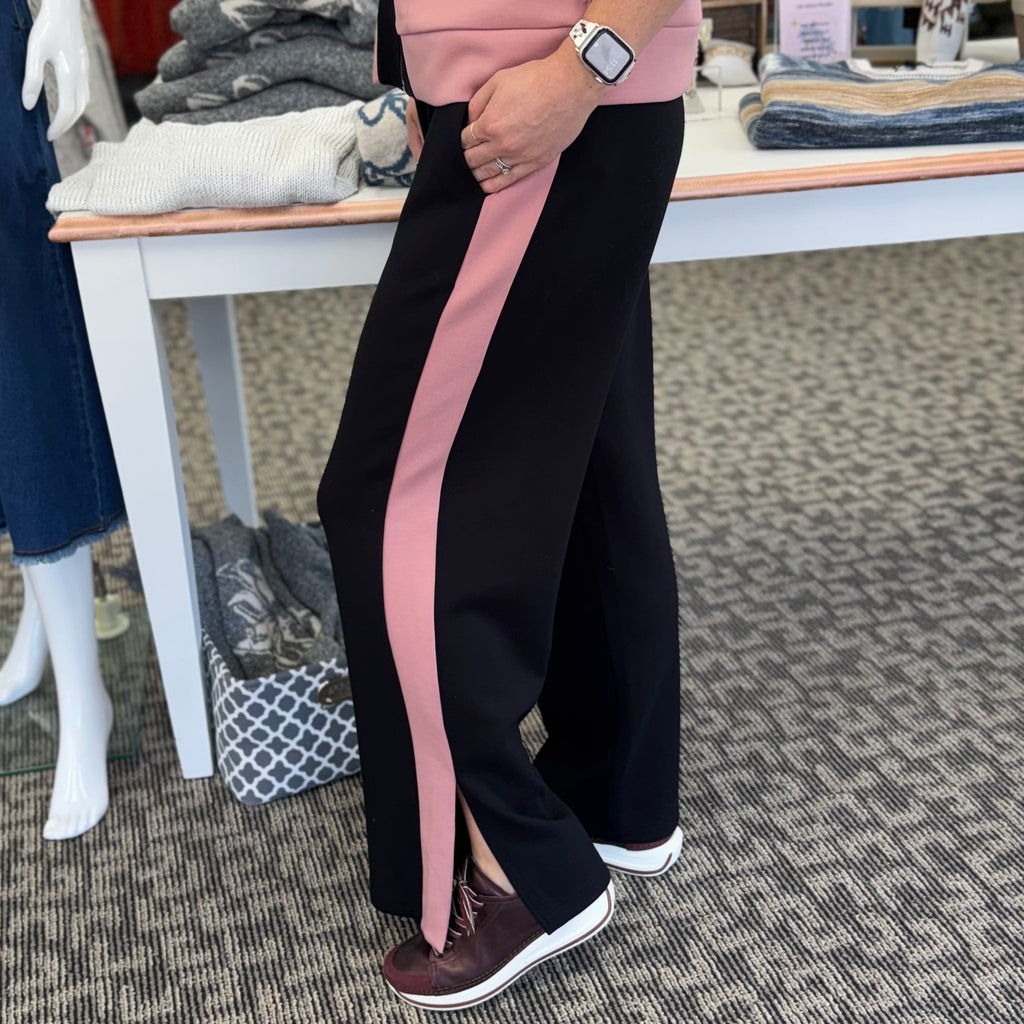 Contrast Side Stripe Wide Leg