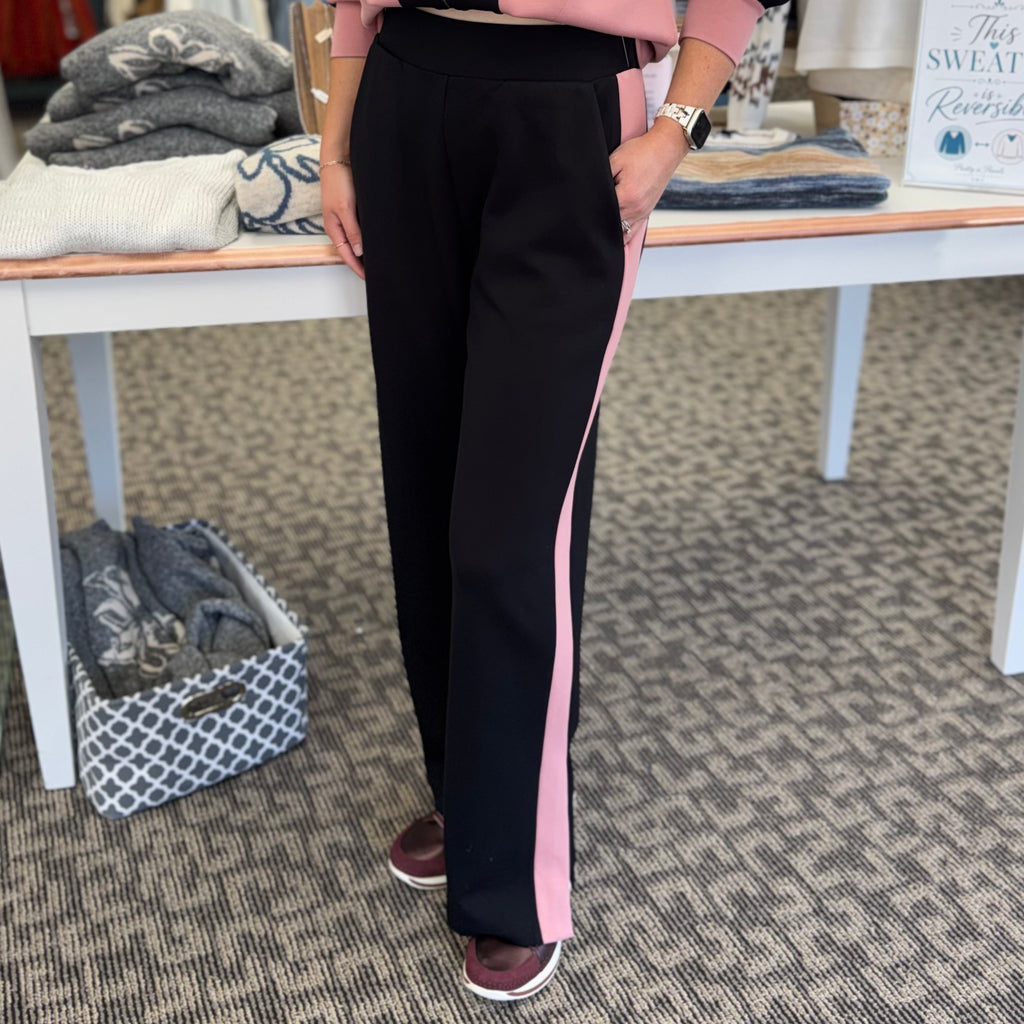 Contrast Side Stripe Wide Leg
