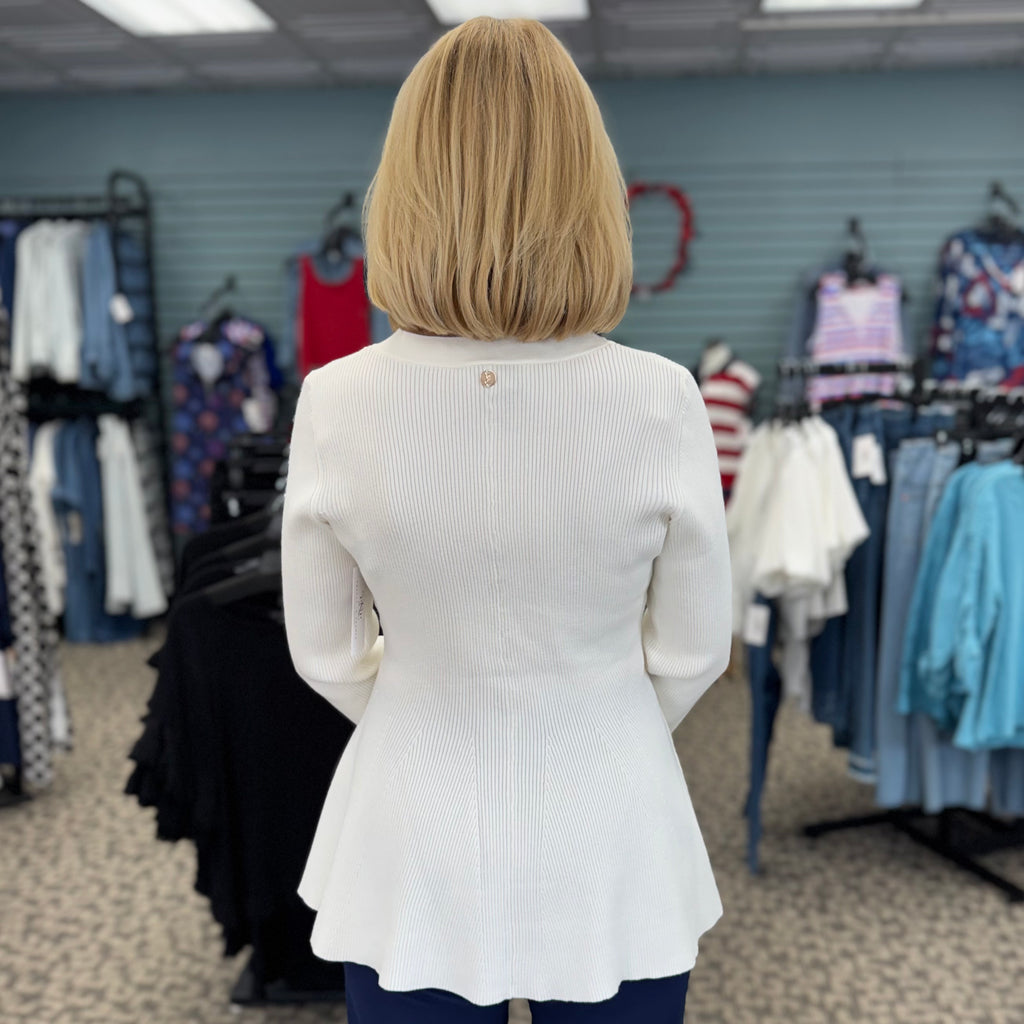 Cotton Knit Peplum Cardigan