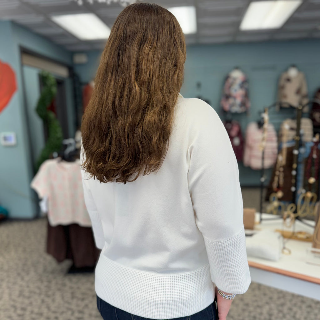 Ribbed Trim Half-Zip Pullover