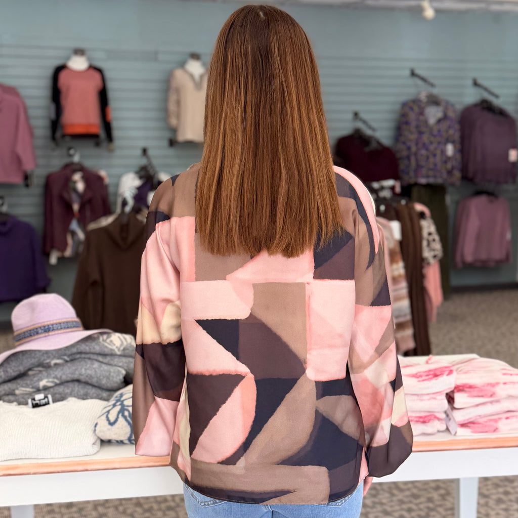 Geometric Print Satin Top