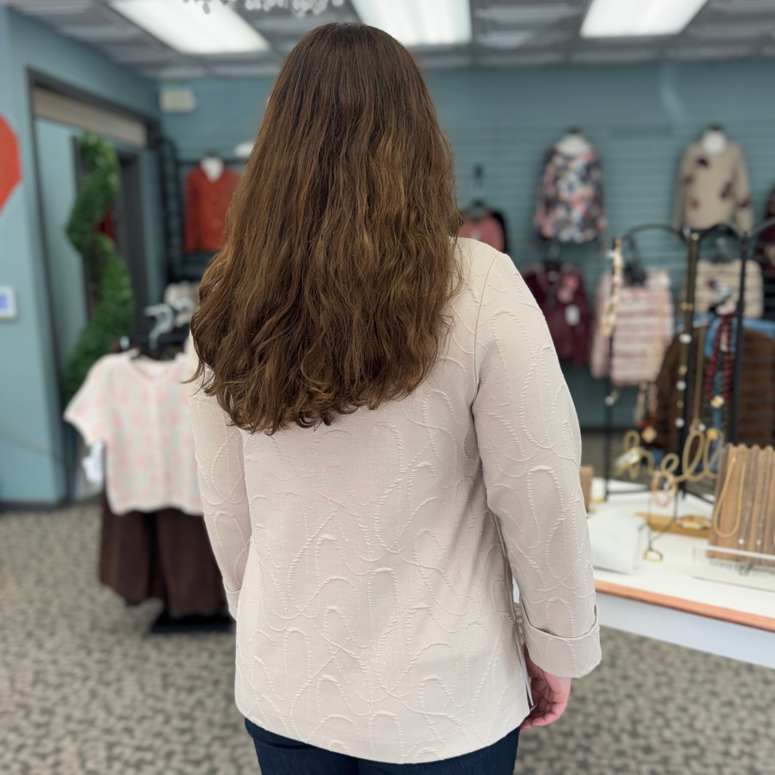 Joseph Ribkoff Jacquard Lurex Trapeze Sweater
