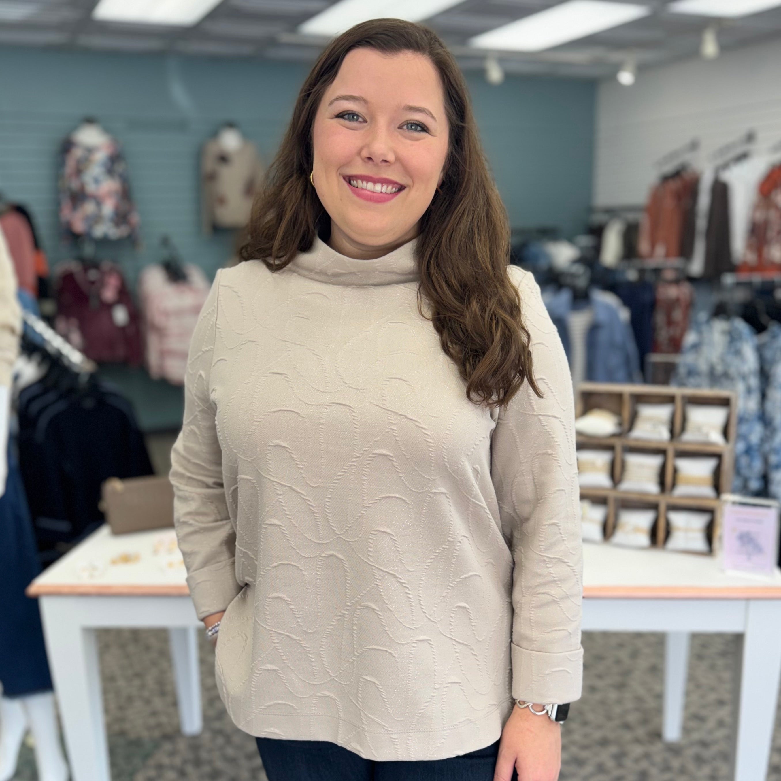 Joseph Ribkoff Jacquard Lurex Trapeze Sweater