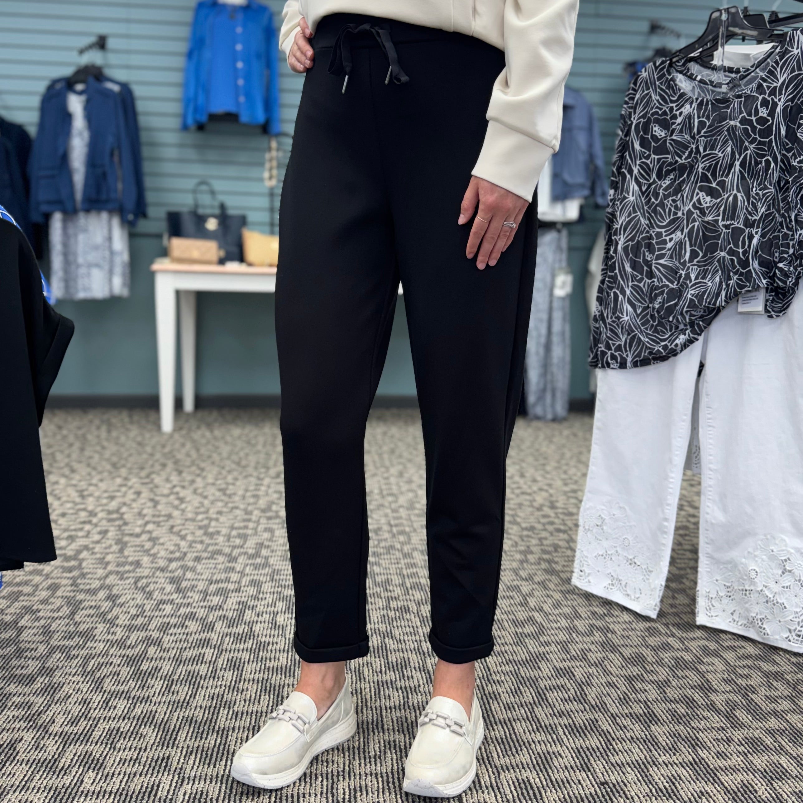 Scuba Jersey Pull-On Jogger Pants with Drawstring Waist